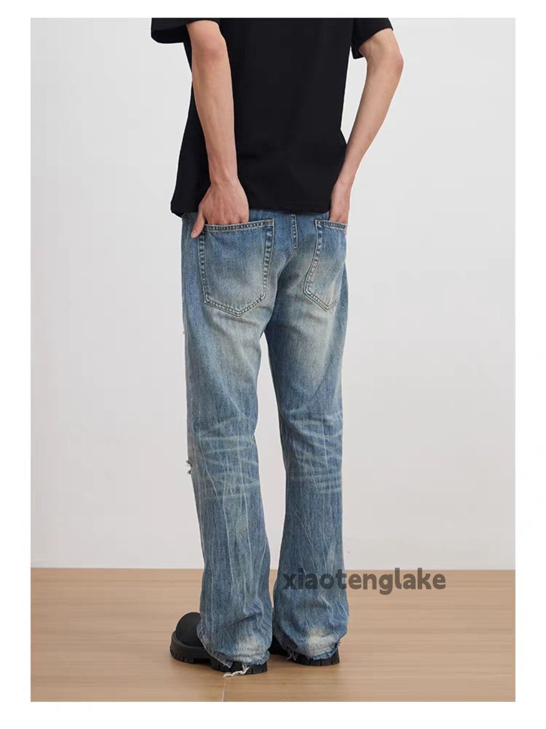 Jean Xz faded distressed ripped damaged hiphop punk jeans Size US 32 / EU 48 - 6 Thumbnail