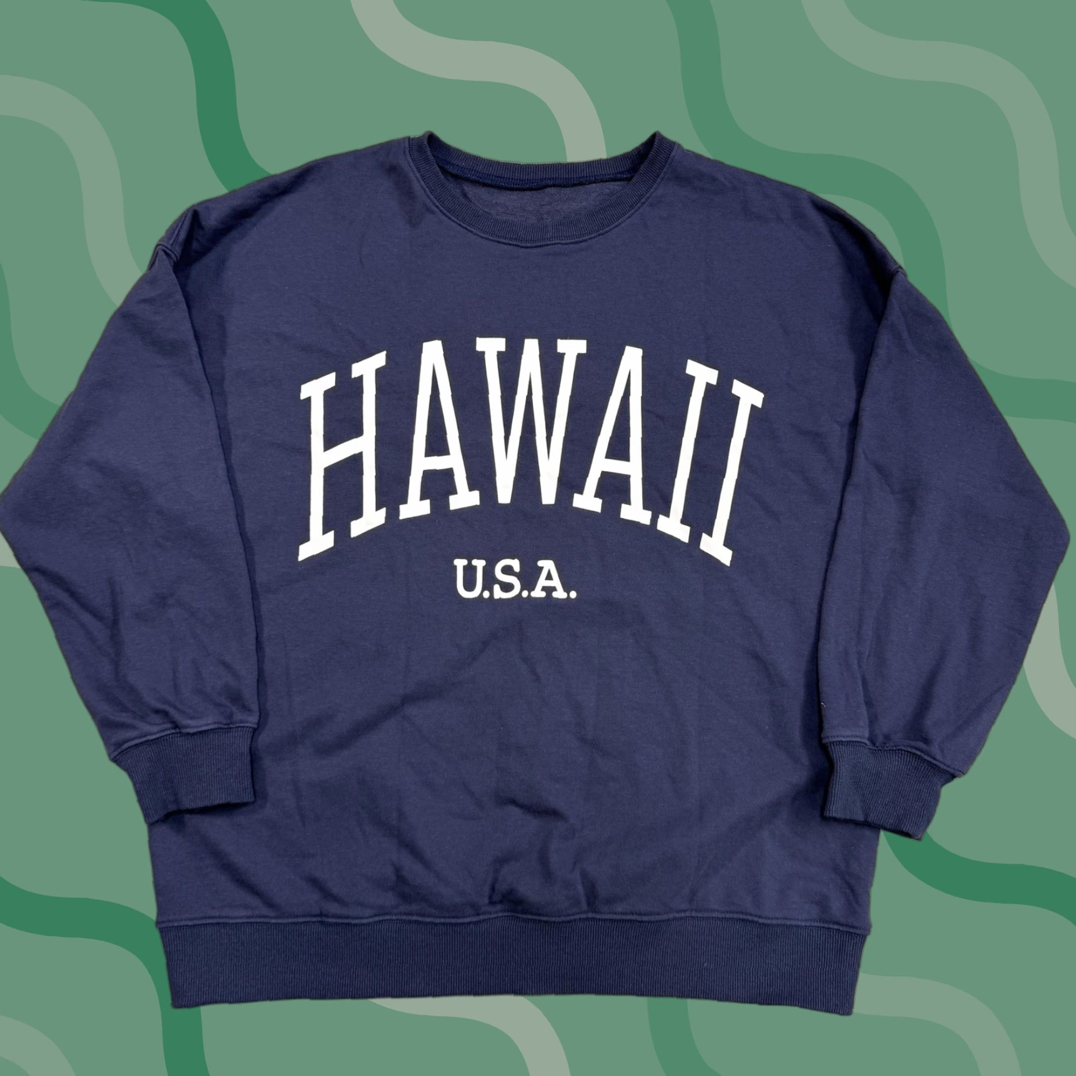 Vintage VINTAGE Hawaii Sweatshirt Mens XL Navy Blue Crewneck Pullover U.S.A. Graphic Soft Size US XL / EU 56 / 4 - 1 Thumbnail