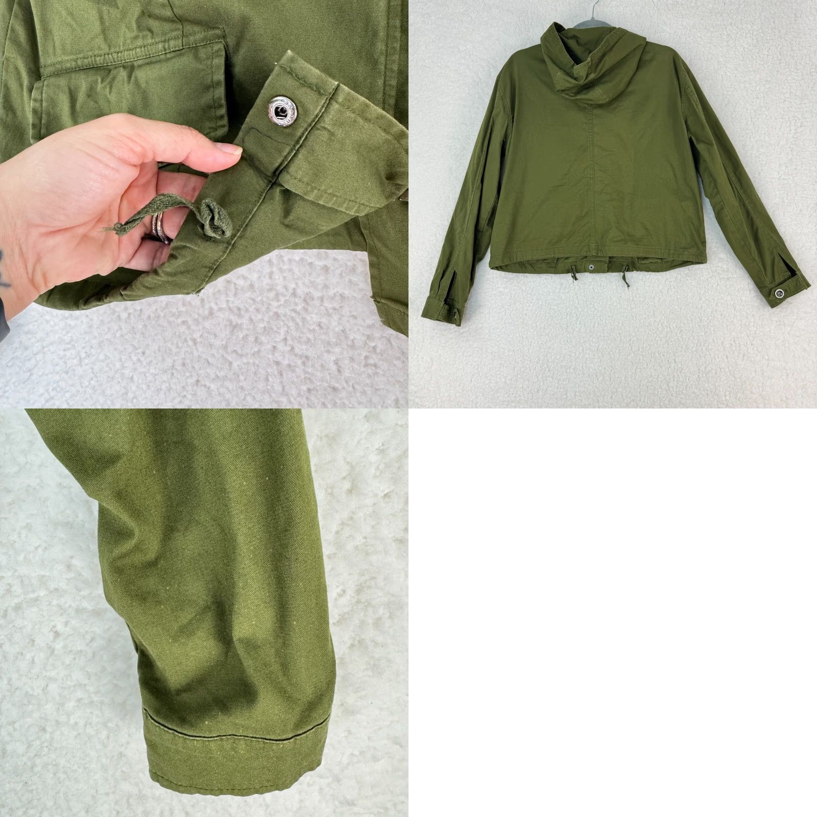Brandy Melville Brandy Melville Military Jacket Womens One Size Green Full Zip Hood Long Sleeve Size ONE SIZE - 9 Thumbnail