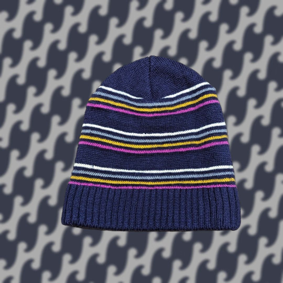 Ellesse VINTAGE Ellesse Beanie Hat One Size Wool Made in Italy Striped Retro Mens Womens Unisex Adults Knit Size ONE SIZE - 1 Thumbnail