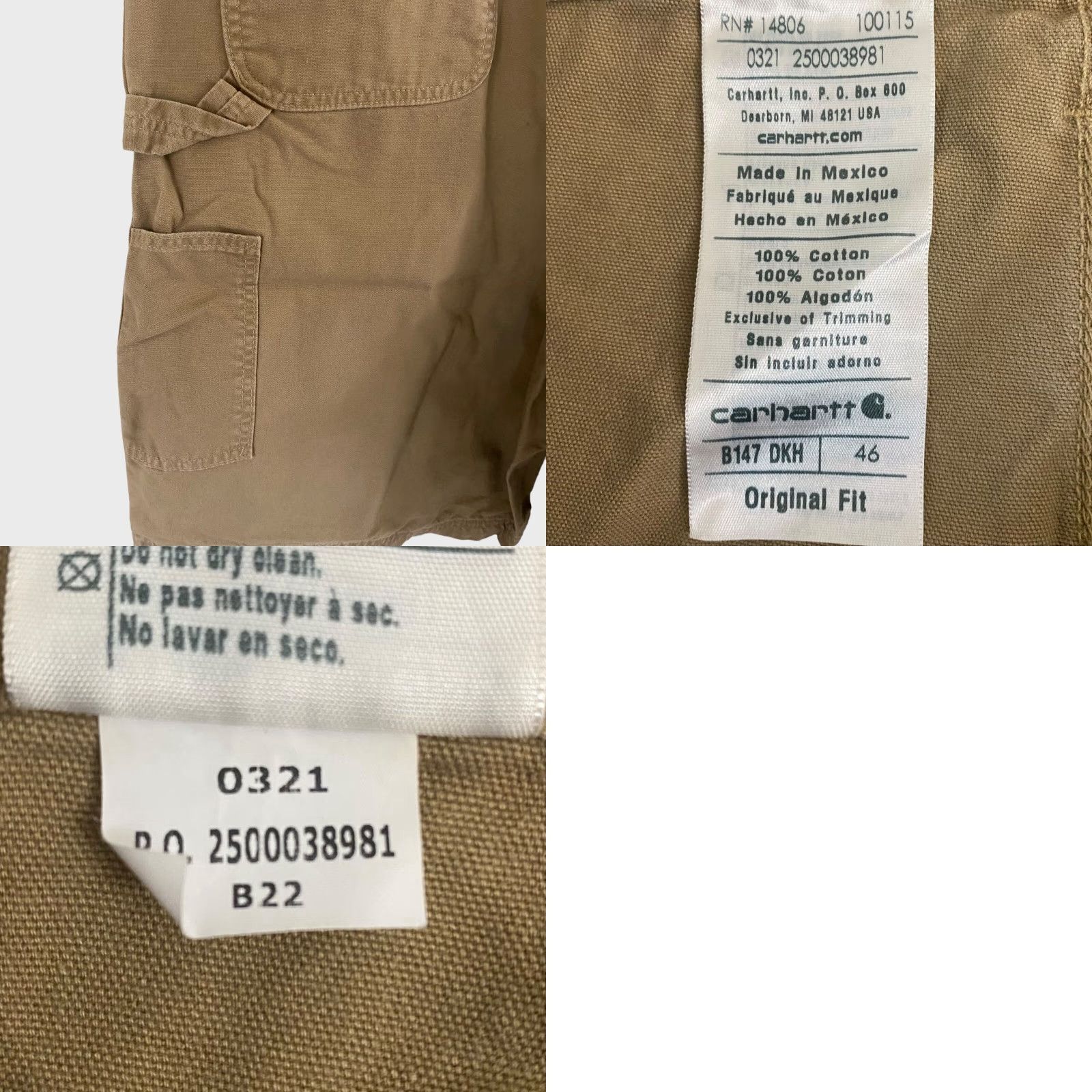 Carhartt VINTAGE Carhartt Canvas Work Shorts Tan Cargo Carpenter Original Fit Tool Loop Mens 46 Brown 100% Cotton Size US 30 / EU 46 - 8 Thumbnail