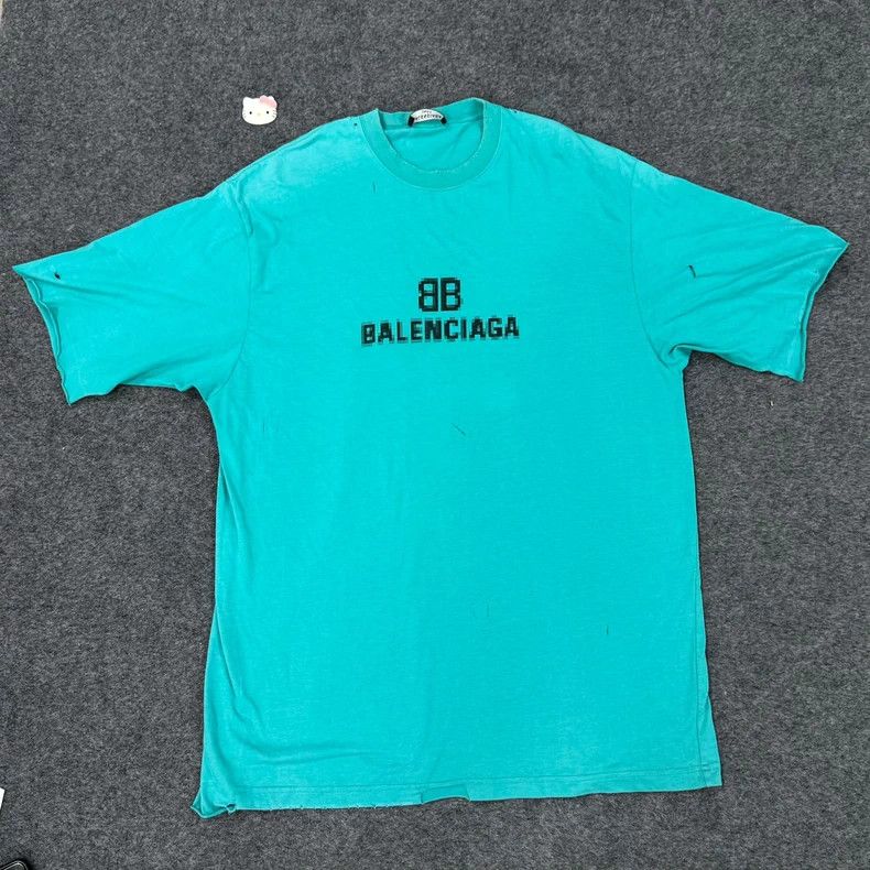 Balenciaga Distressed Mosaic Short Sleeve Tee - dmc
