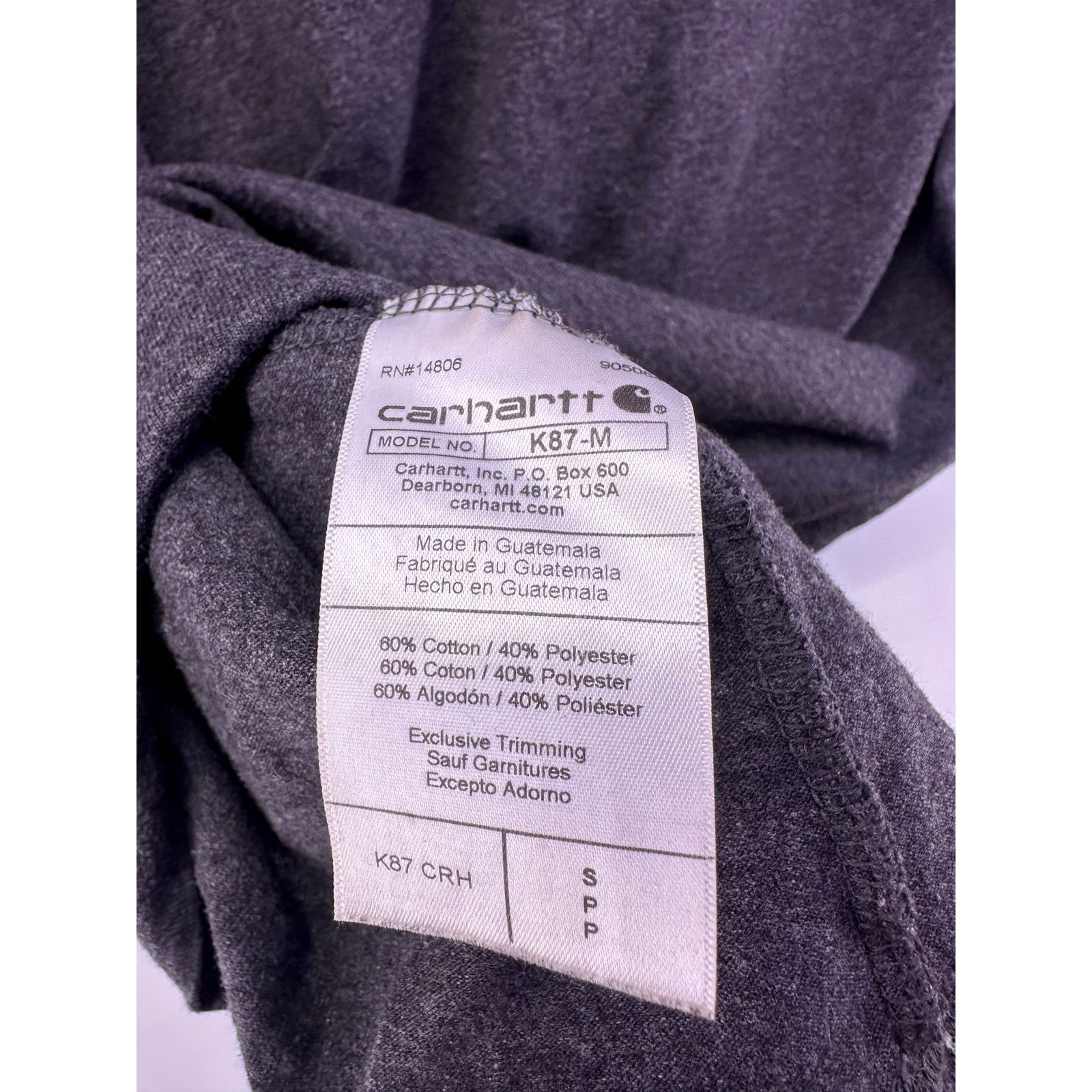Carhartt Carhartt Dark Gray Tshirt Size Small Loose Fit Size US S / EU 44-46 / 1 - 12 Thumbnail