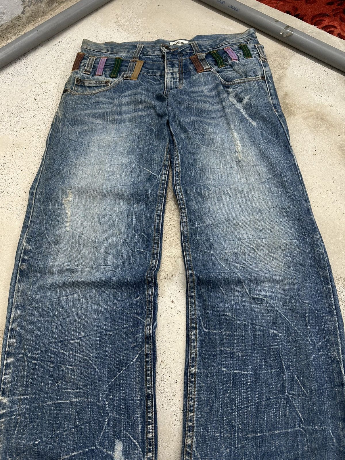 Le Grande Bleu (L.G.B.) Nylaus Distressed Y2K Clawn Marks Archive Rave Watanabe Size US 33 - 4 Thumbnail