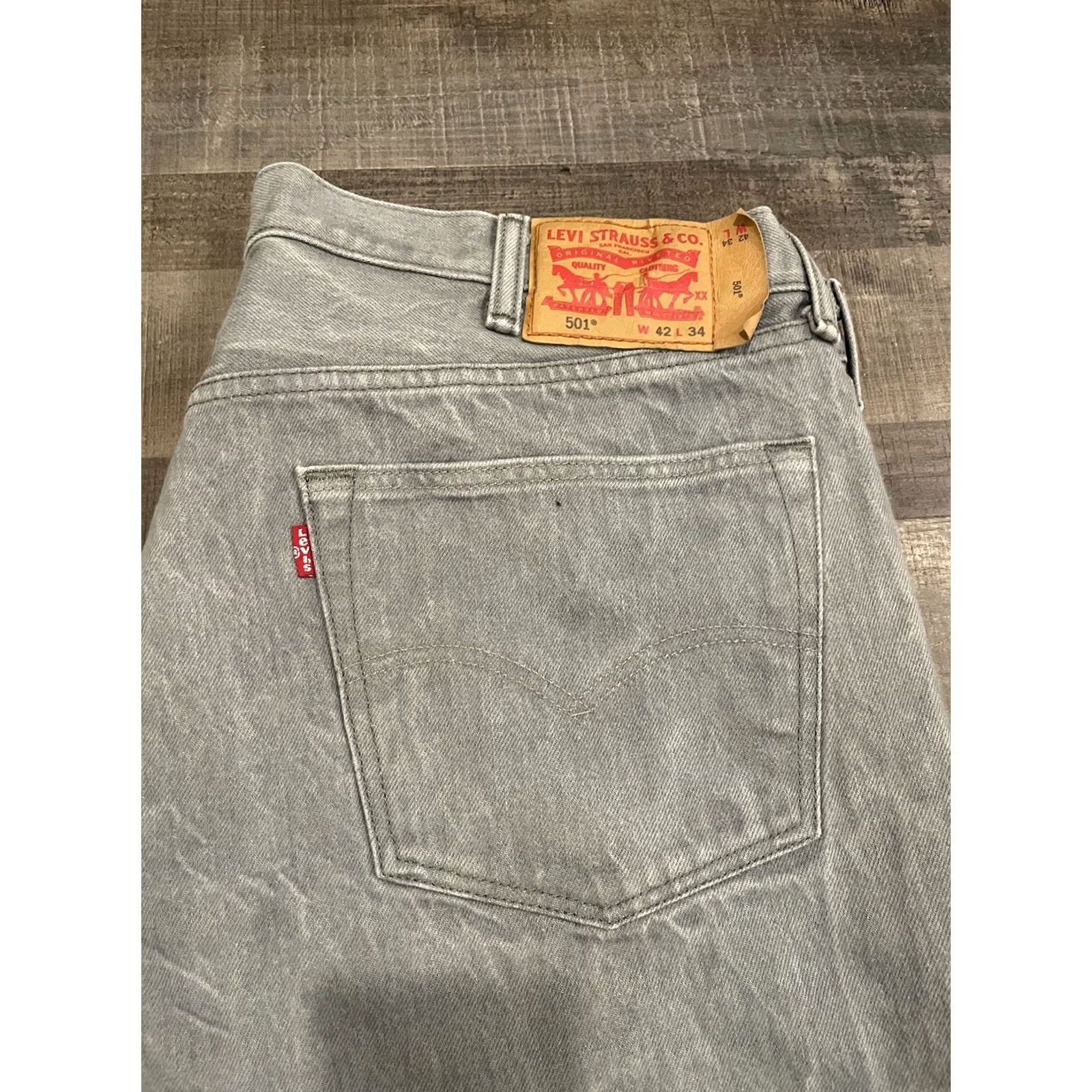 Levi's Levi'S 501 Jeans Mens 42x34 Gray - Mid Rise Button Style Size US 42 / EU 58 - 2 Thumbnail