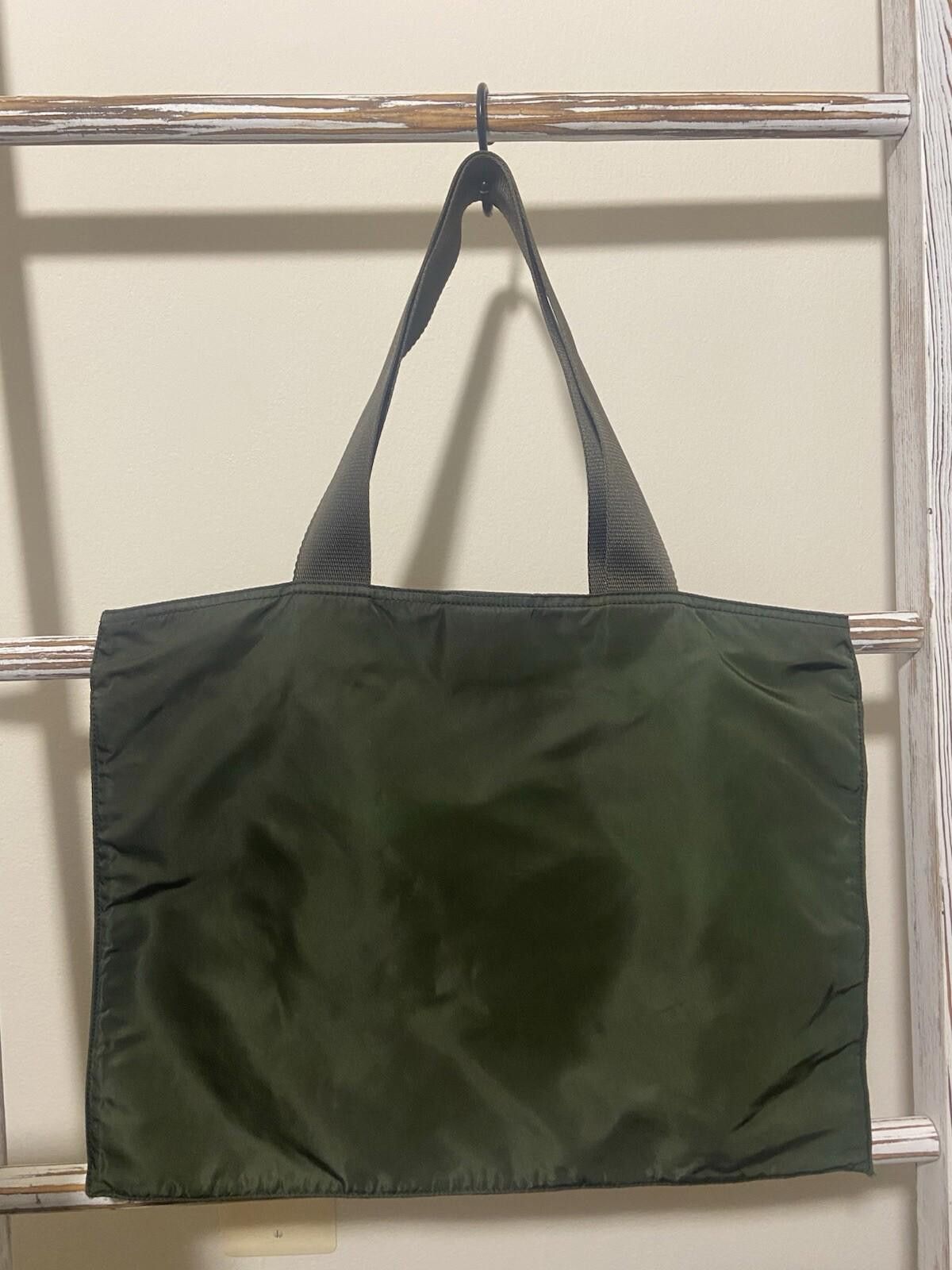 Prada Prada dark green brown nylon flat hand shoulder tote bag Size ONE SIZE - 6 Thumbnail