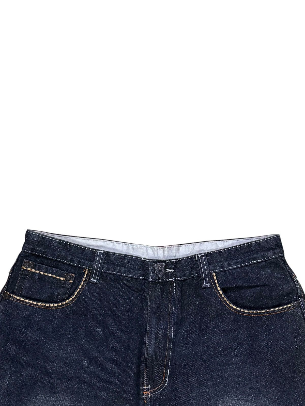 Black Label × Japanese Brand Vintage Black Label Spell Out Embroidery Jean Shorts Size 34" / US 12 / IT 48 - 4 Thumbnail