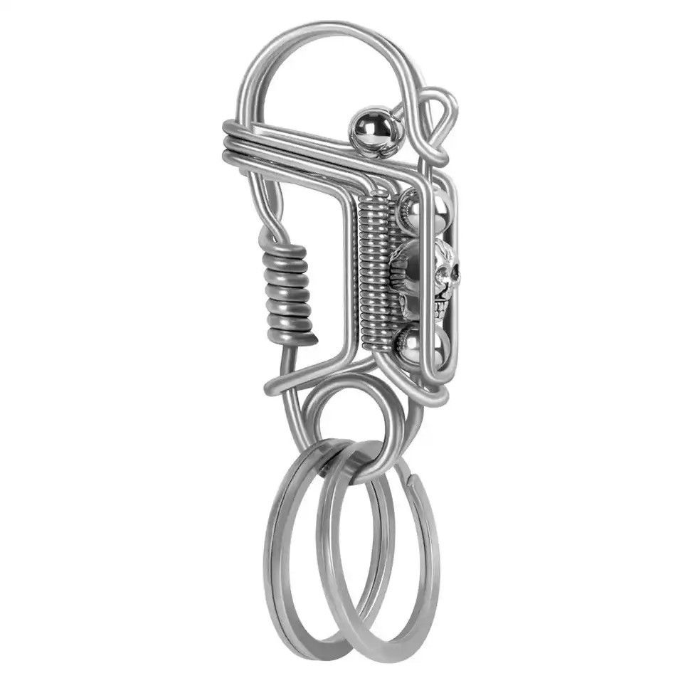Vintage Matte Round Skull Bead Charm Mechanical Car Key Ring Size ONE SIZE - 1 Thumbnail