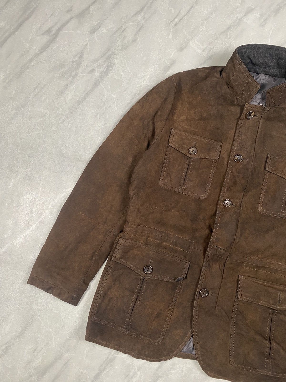 Japanese Brand Vintage Japanese Western Brown Suede Trucker Jacket Size US S / EU 44-46 / 1 - 3 Thumbnail