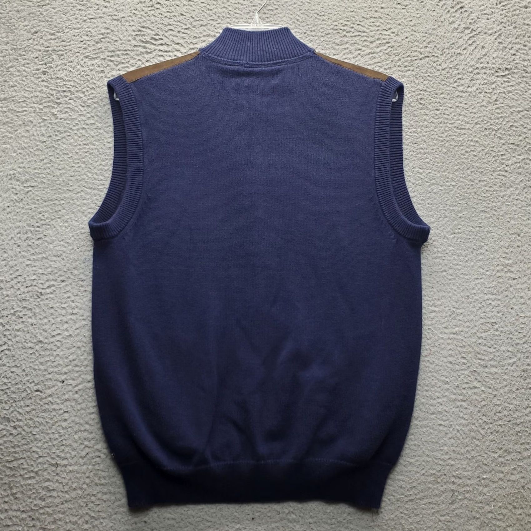Chaps Chaps Navy Mens L Sweater Vest Zip Mock Neck Pocket Front Sleeveless Knit Ribbed Hem Shirt Size US L / EU 52-54 / 3 - 2 Thumbnail