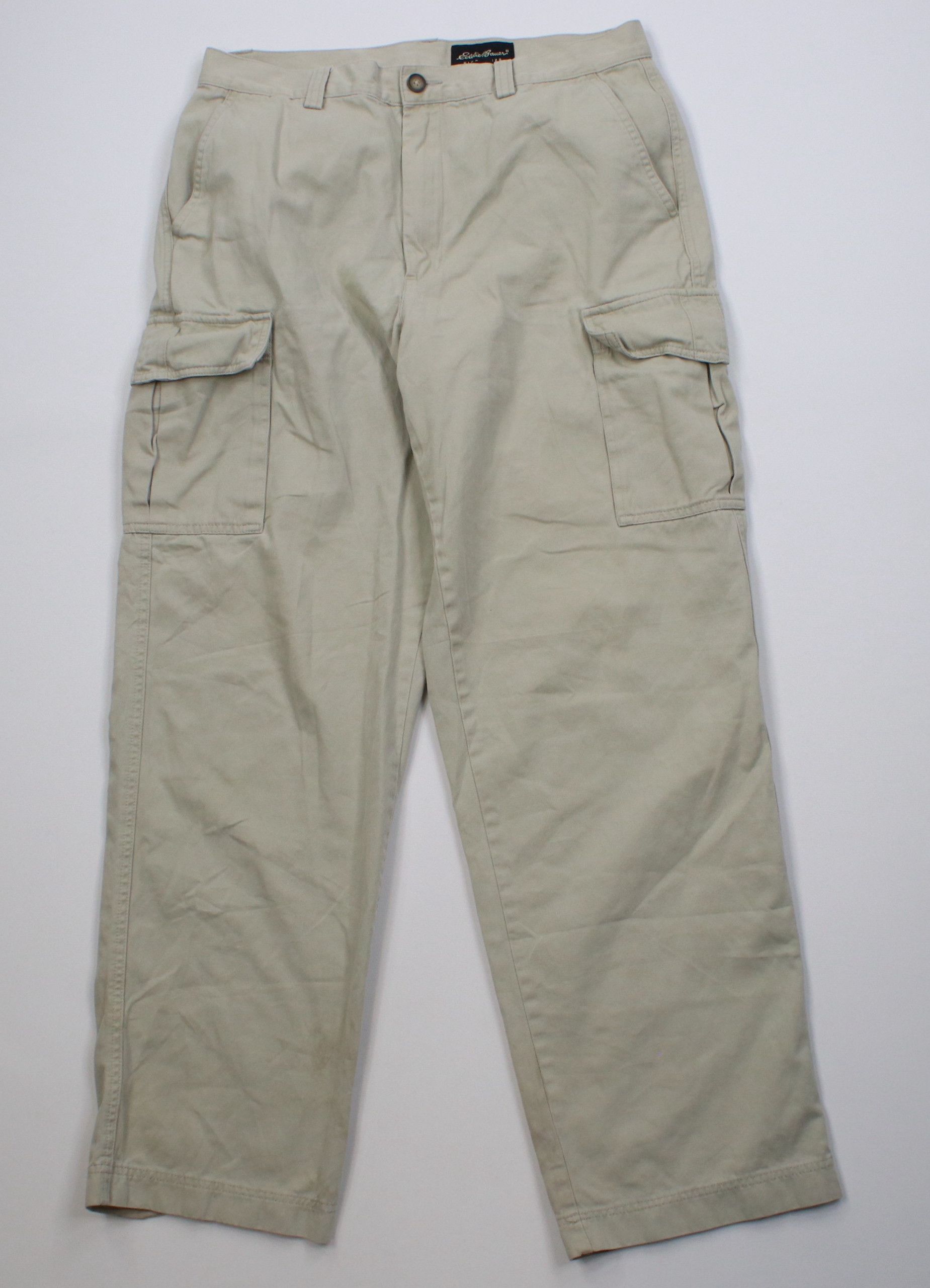 Eddie Bauer Vintage 90s Eddie Bauer Baggy Wide Leg Cargo Pants Stone Size US 34 / EU 50 - 1 Thumbnail