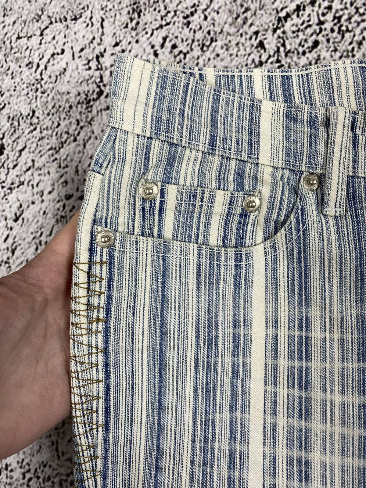 Vintage Vintage Y2K striped flared low rise jeans unisex 00s style Size US 30 / EU 46 - 4 Thumbnail