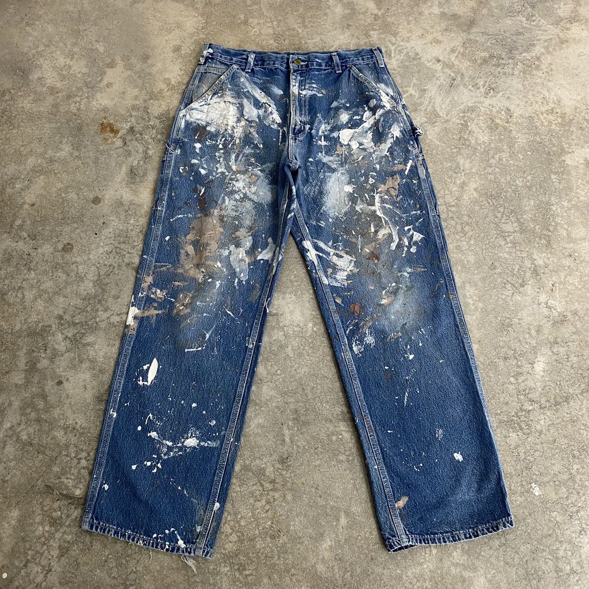 Carhartt Vintage Carhartt Faded Blue Splatter Painter Denim Jeans Size US 34 / EU 50 - 2 Thumbnail