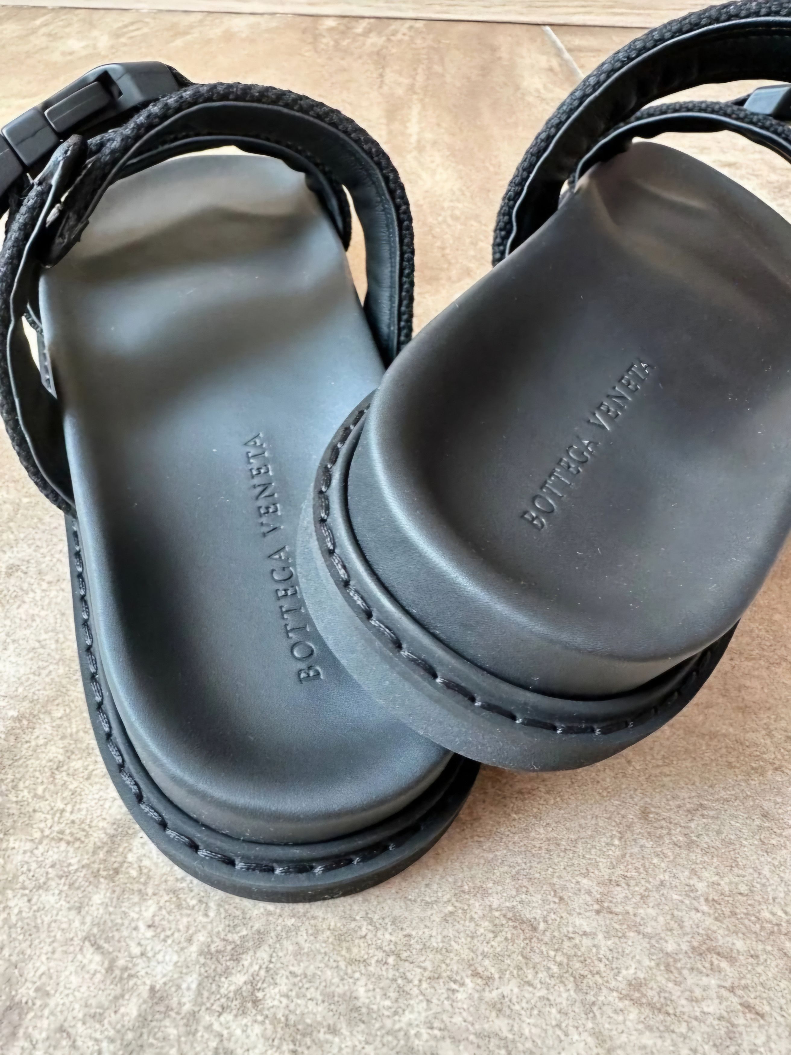 Bottega Veneta Bottega Veneta Leather & Canvas Strap Slide Sandals Size US 10 / EU 43 - 3 Thumbnail