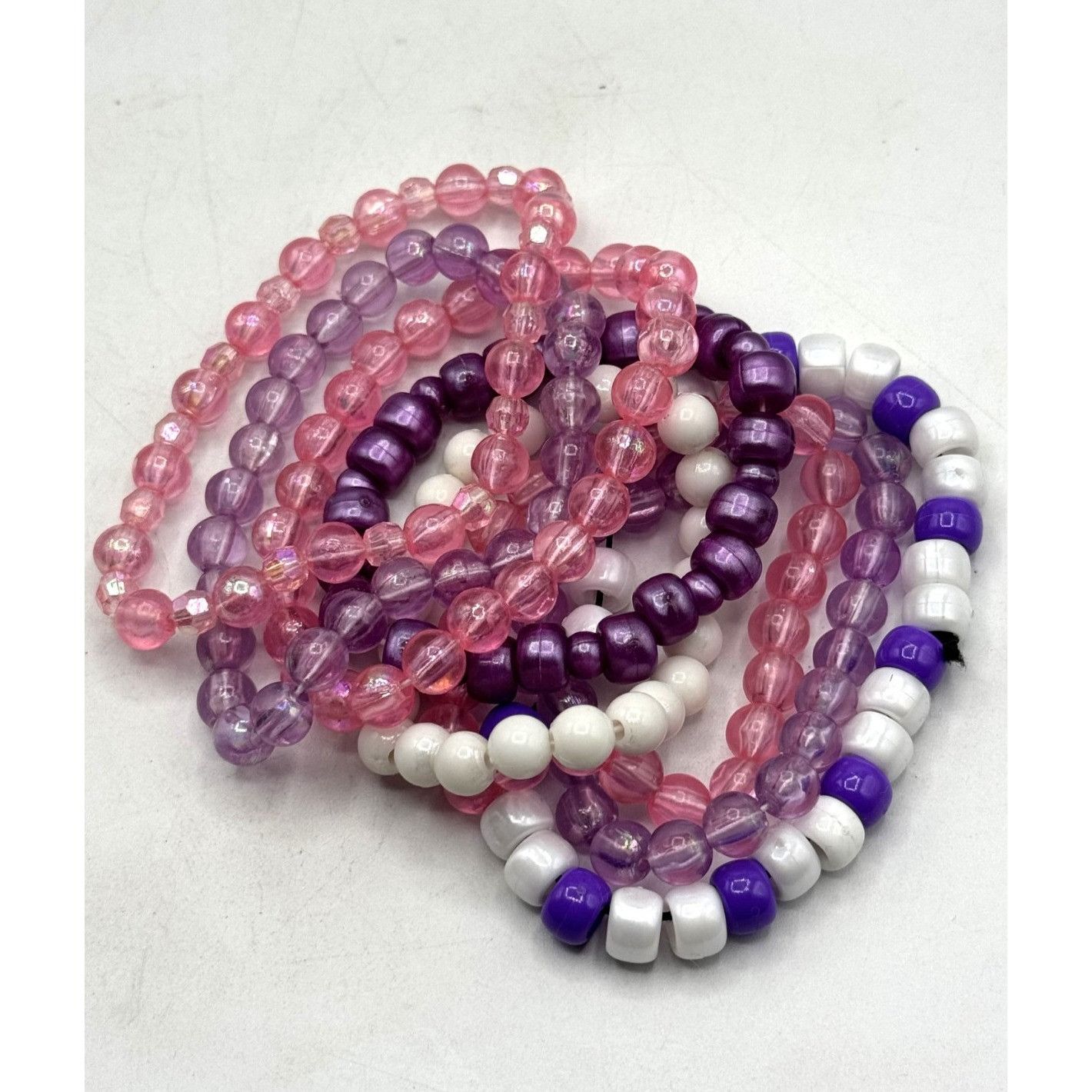 Vintage Vintage acrylic beaded stretch bracelet set of eight bracele Size ONE SIZE - 1 Thumbnail