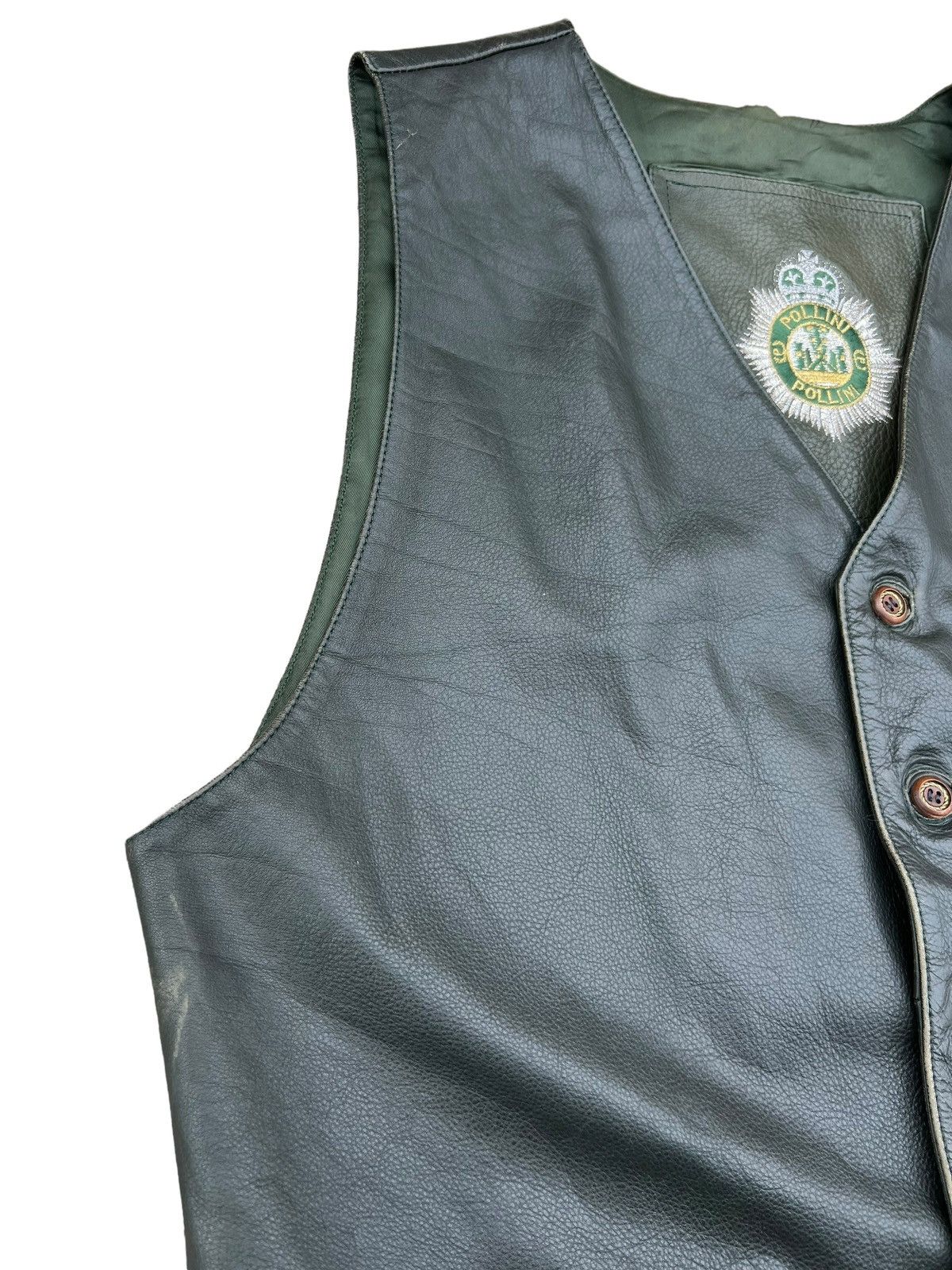 Leather Vintage Pollini Patina Leather Vest Size US L / EU 52-54 / 3 - 4 Thumbnail
