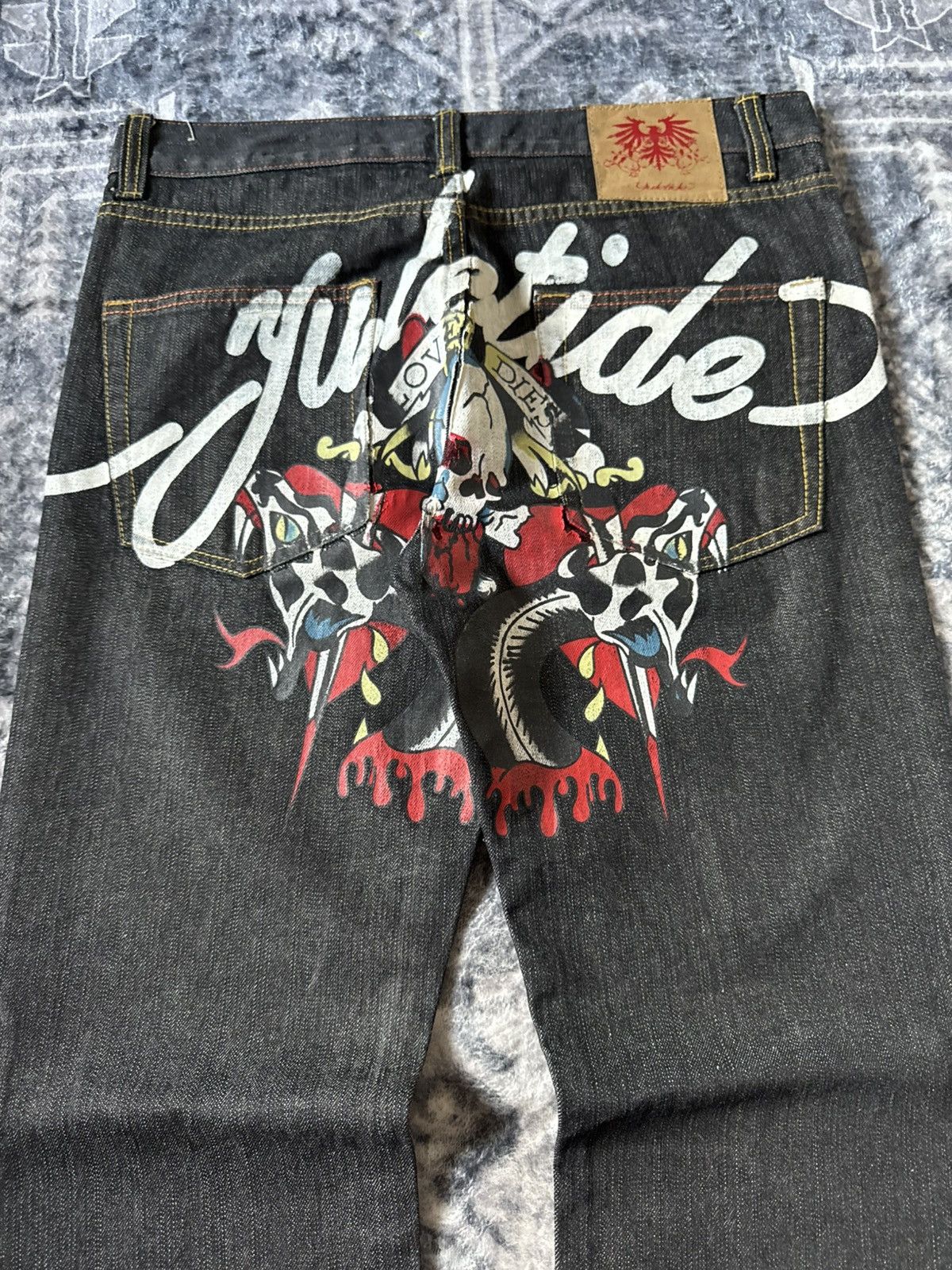 Japanese Brand Yuletide & Jubilation Skull Snake Tattoo Y2K Jeans Size US 32 / EU 48 - 3 Thumbnail