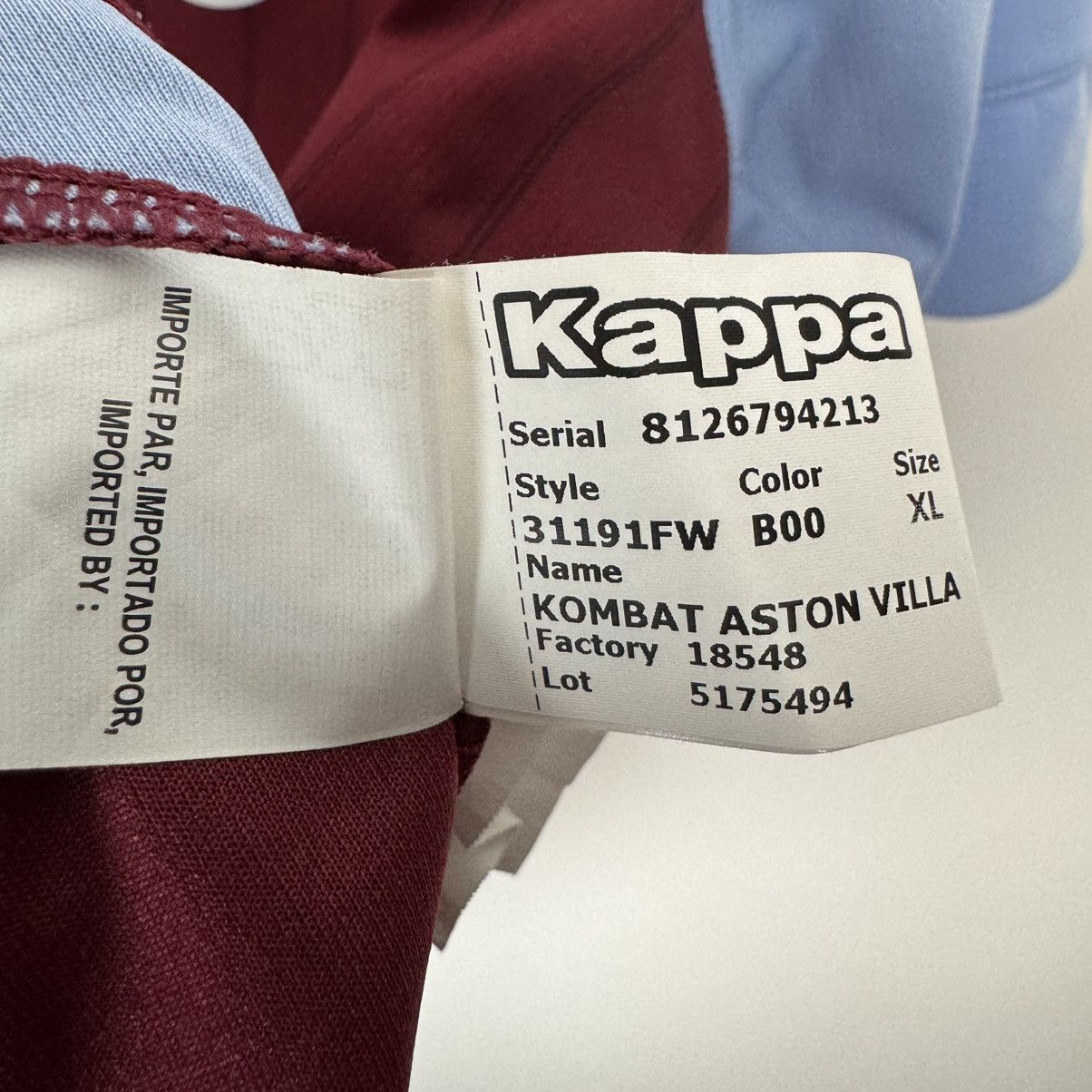 Kappa ASTON VILLA 2020 2021 HOME FOOTBAL SHIRT SOCCER JERSEY KAPPA Size US XL / EU 56 / 4 - 5 Thumbnail