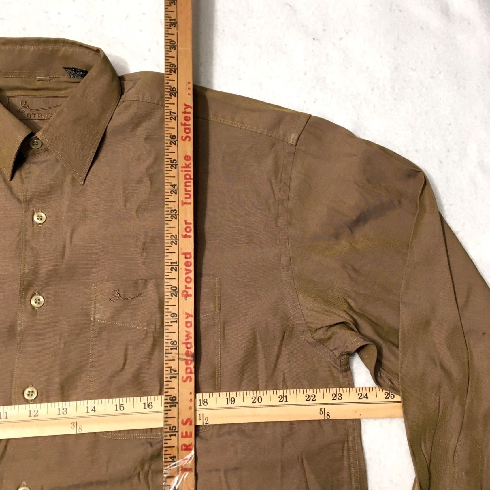 Olive brown olive Changing Shimmering Style Metallic Shirt XL birachi long sleeve Size US XL / EU 56 / 4 - 5 Thumbnail