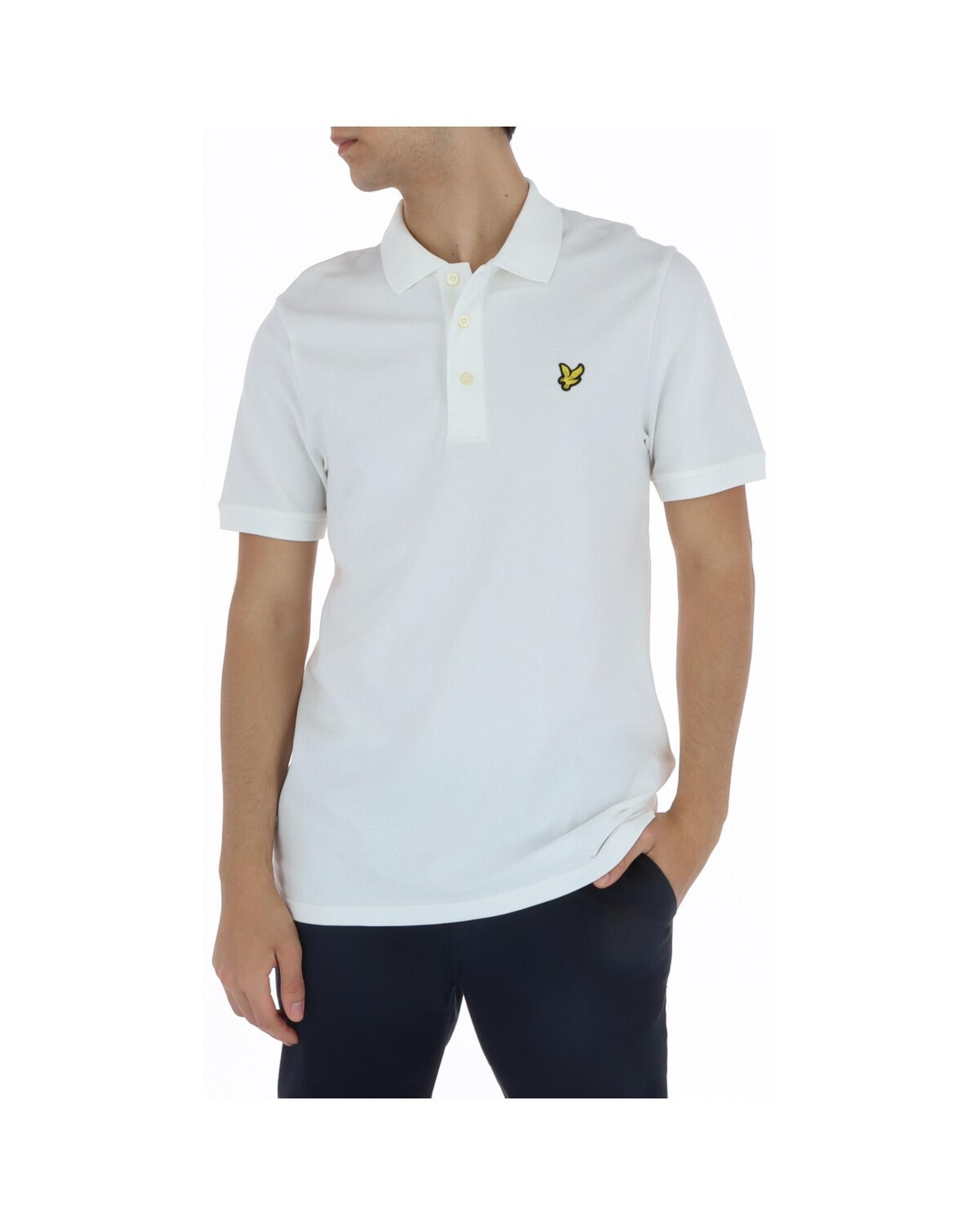 image of Lyle Scott Printed Short Sleeve Polo Shirt in White, Men's (Size XL)