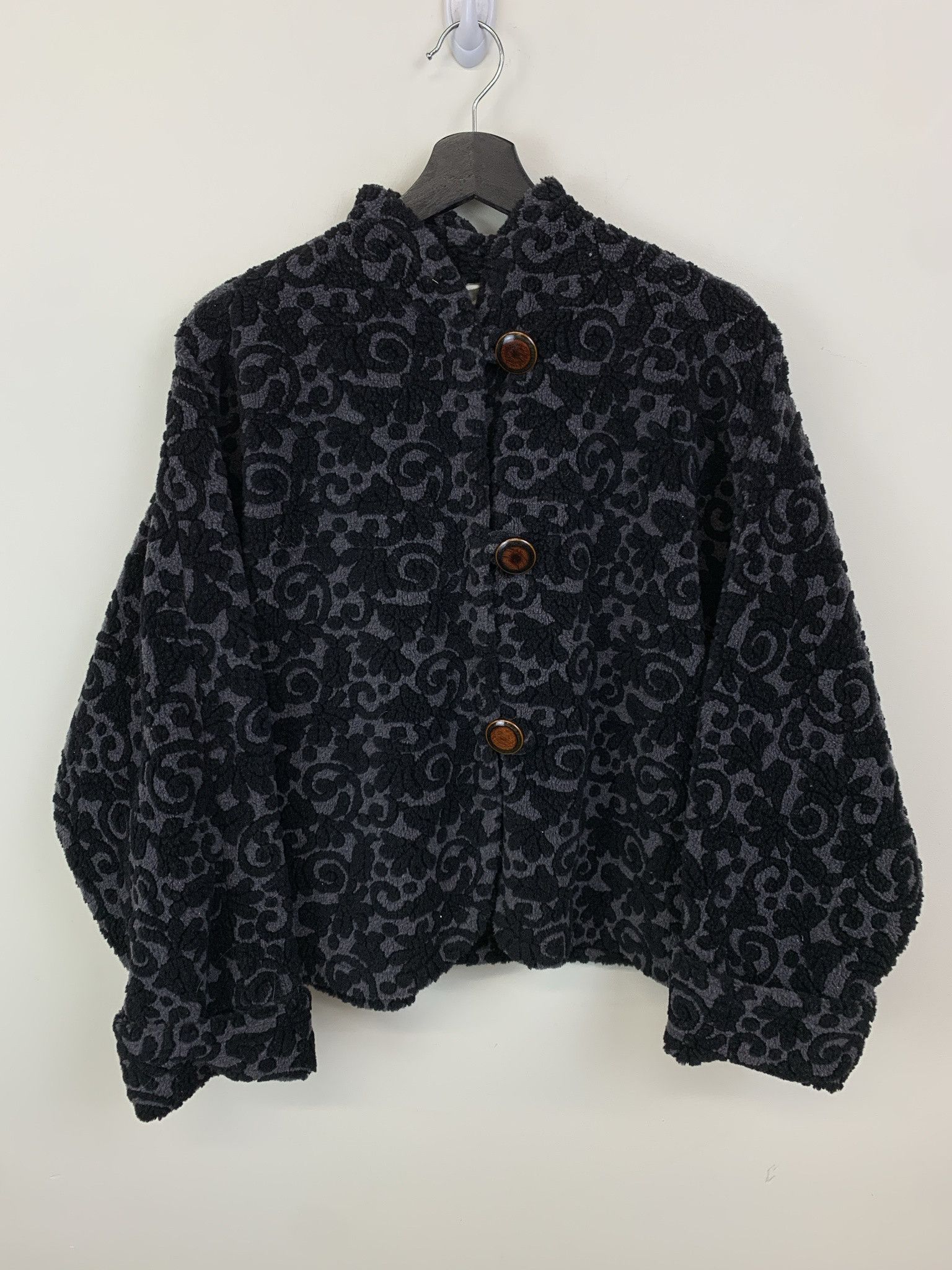 Other Vintage Fleece 1990s Floral Design Grey Black Fleece Size S (M) Size US S / EU 44-46 / 1 - 1 Thumbnail