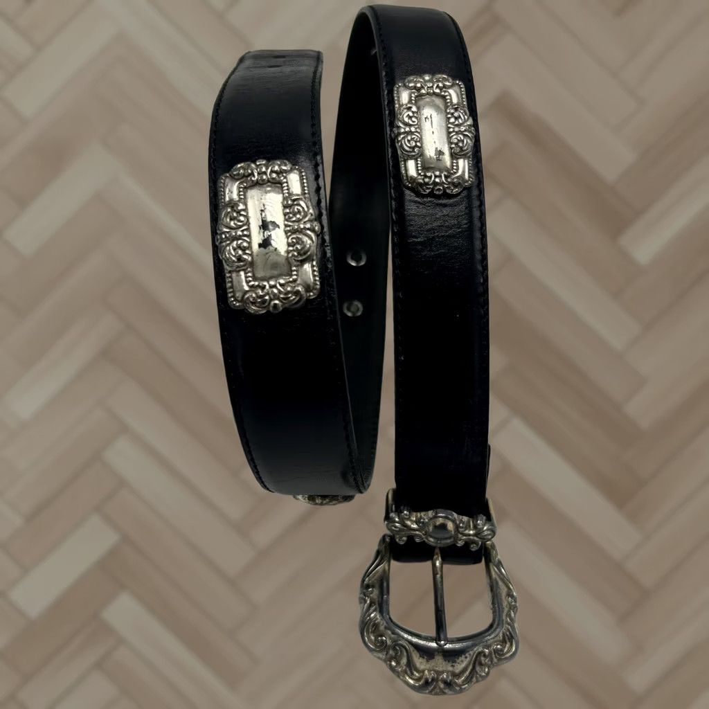 Fossil VINTAGE Fossil Belt Womens Medium Black Leather Western Concho Statement Read Size ONE SIZE - 1 Thumbnail