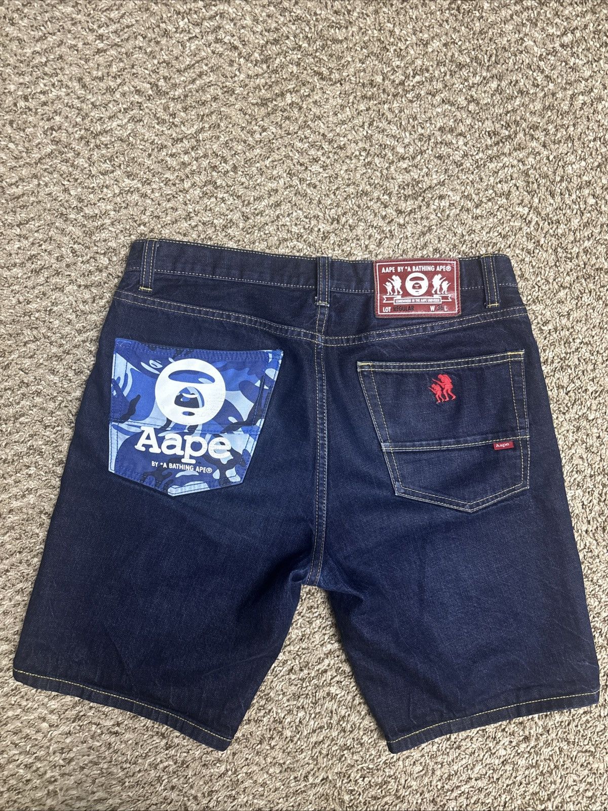 Aape Aape by a Bathing Ape blue camo denim Short embroidered Size US 36 / EU 52 - 2 Thumbnail