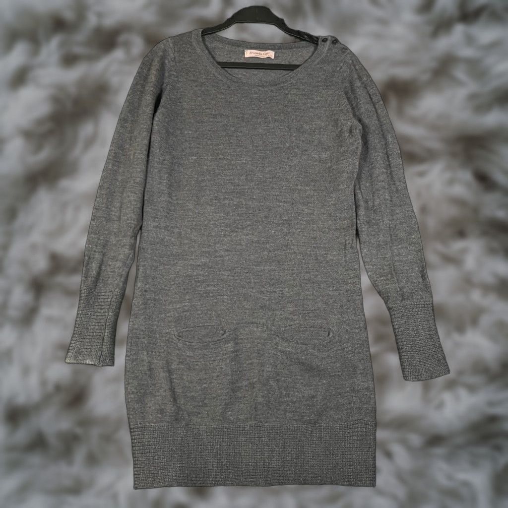 Vintage Brunella Gori Grey 100% Wool Sweater Dress Jacket? No. Size L / US 10 / IT 46 - 1 Thumbnail
