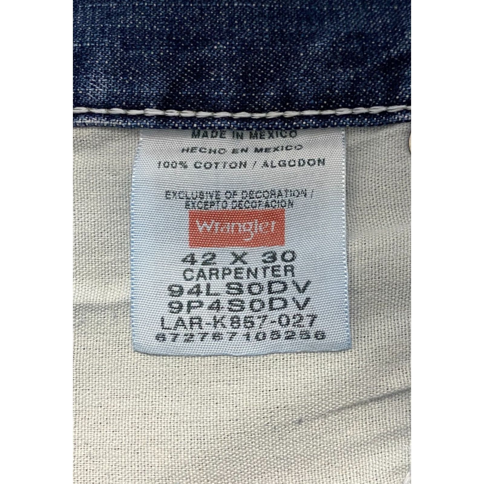 Wrangler Wrangler Mens Carpenter Jeans Size 42×30 Blue Straight Wide Leg Jeans Size US 42 / EU 58 - 5 Thumbnail