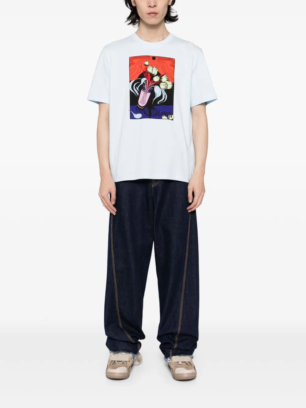 Lanvin oc11z0426 Printed T-Shirt in Light Blue Size US L / EU 52-54 / 3 - 2 Thumbnail