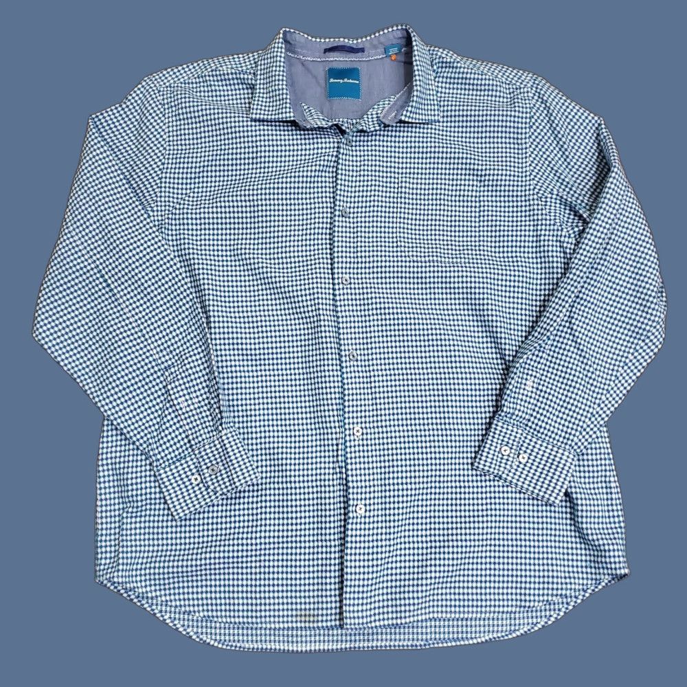 Tommy Bahama Tommy Bahama Shirt Mens 3XL Blue Check 100% Cotton Long Sleeve Button Front Size US XXL / EU 58 / 5 - 1 Thumbnail