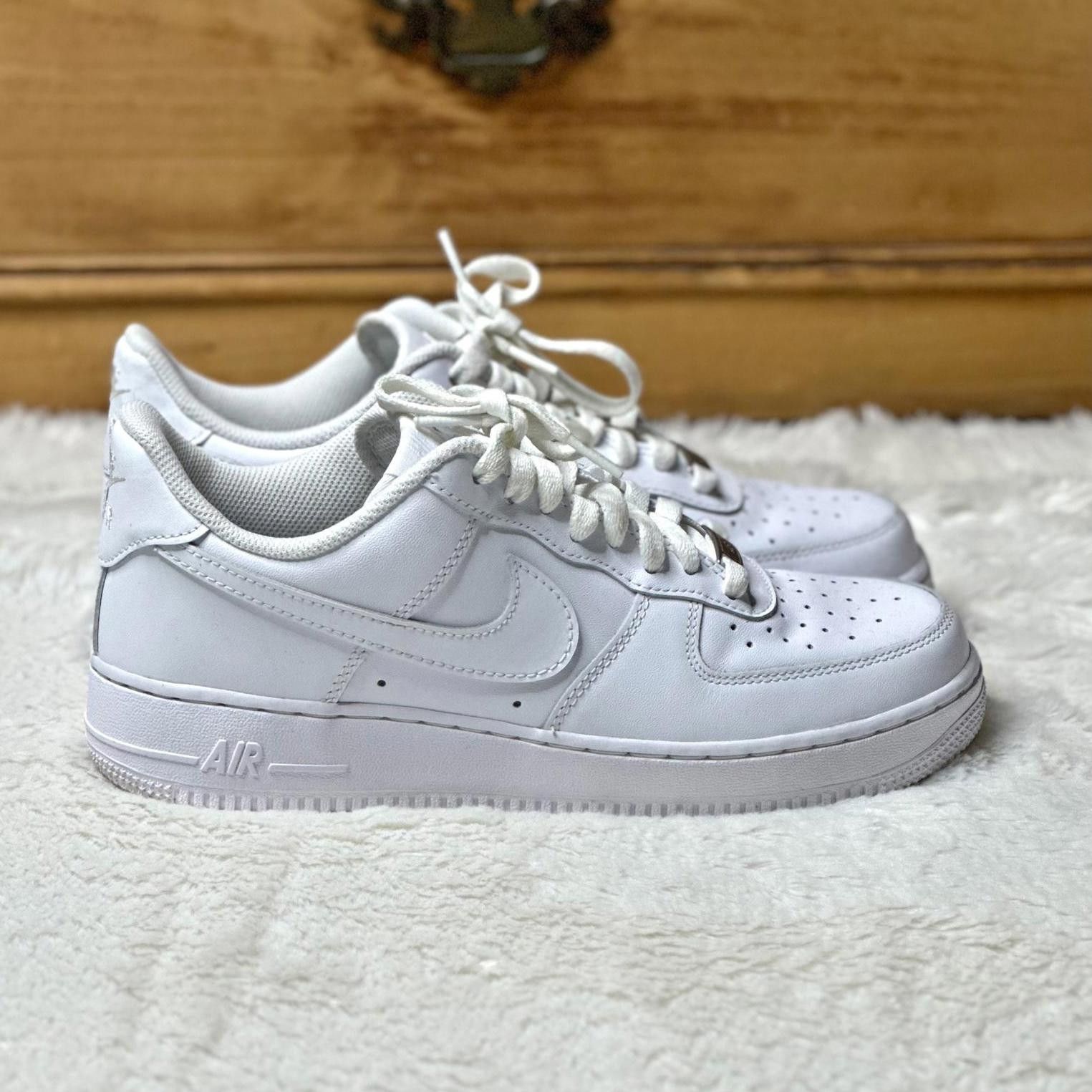 Nike Air Force 1 Low 07 Triple White Leather Sneakers Mens 8