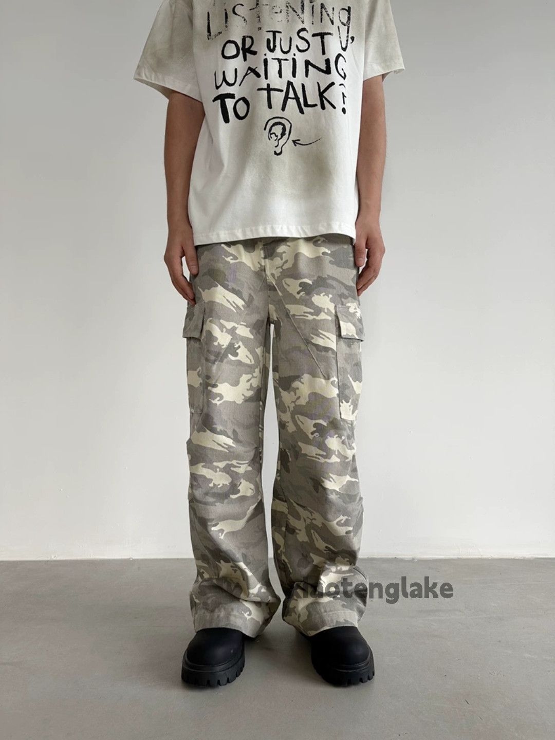 Vintage Unisex washed faded cleanfit yuppie loose camo pants Size US 34 / EU 50 - 6 Thumbnail