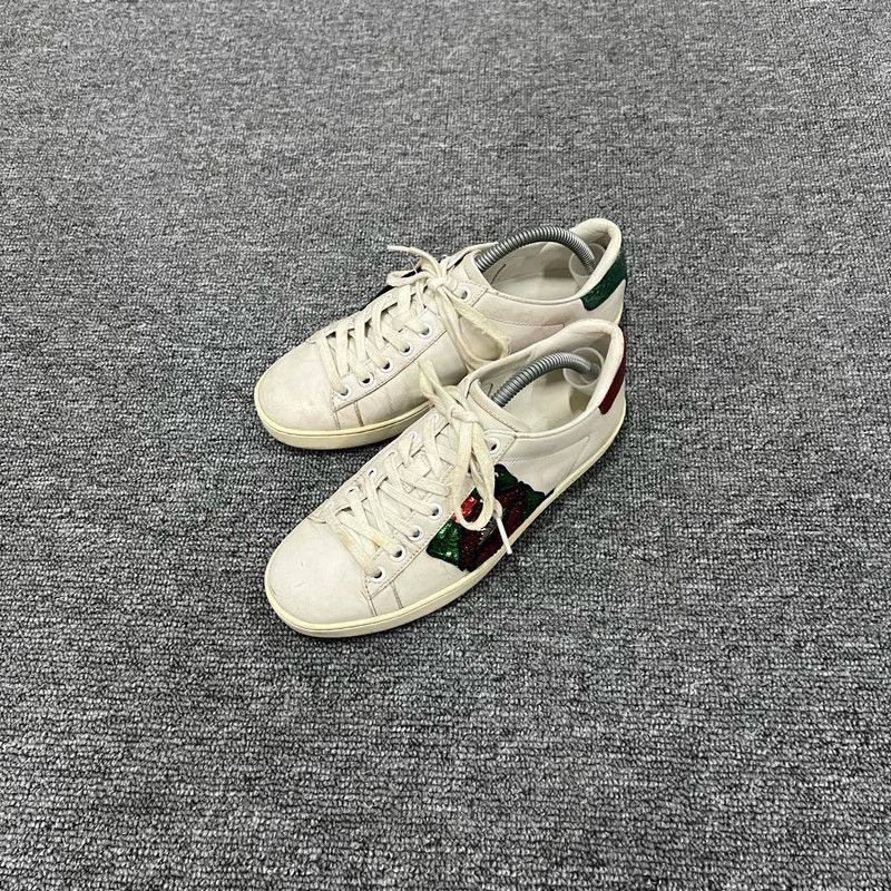 Gucci GUCCI ACE Leather Low-Top Sneakers with Red Lips -2508 Size US 4.5 / IT 34.5 - 1 Thumbnail