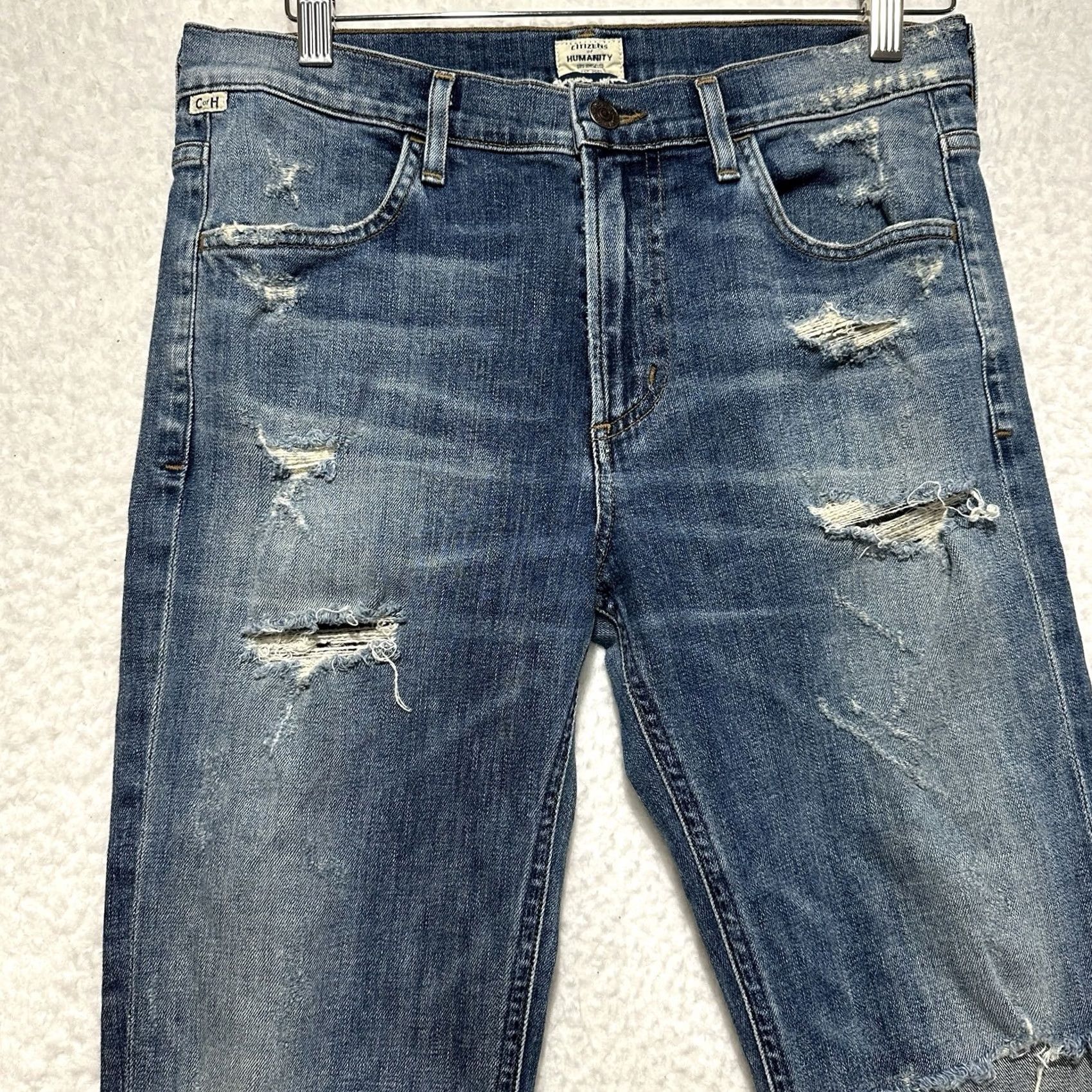 Citizens Of Humanity VINTAGE Citizens of Humanity Drew Flip Flop Flare Denim Jeans 28 Blue Womens Wide Leg 5-Pocket Distressed Jeans Size 28" / US 6 / IT 42 - 7 Thumbnail