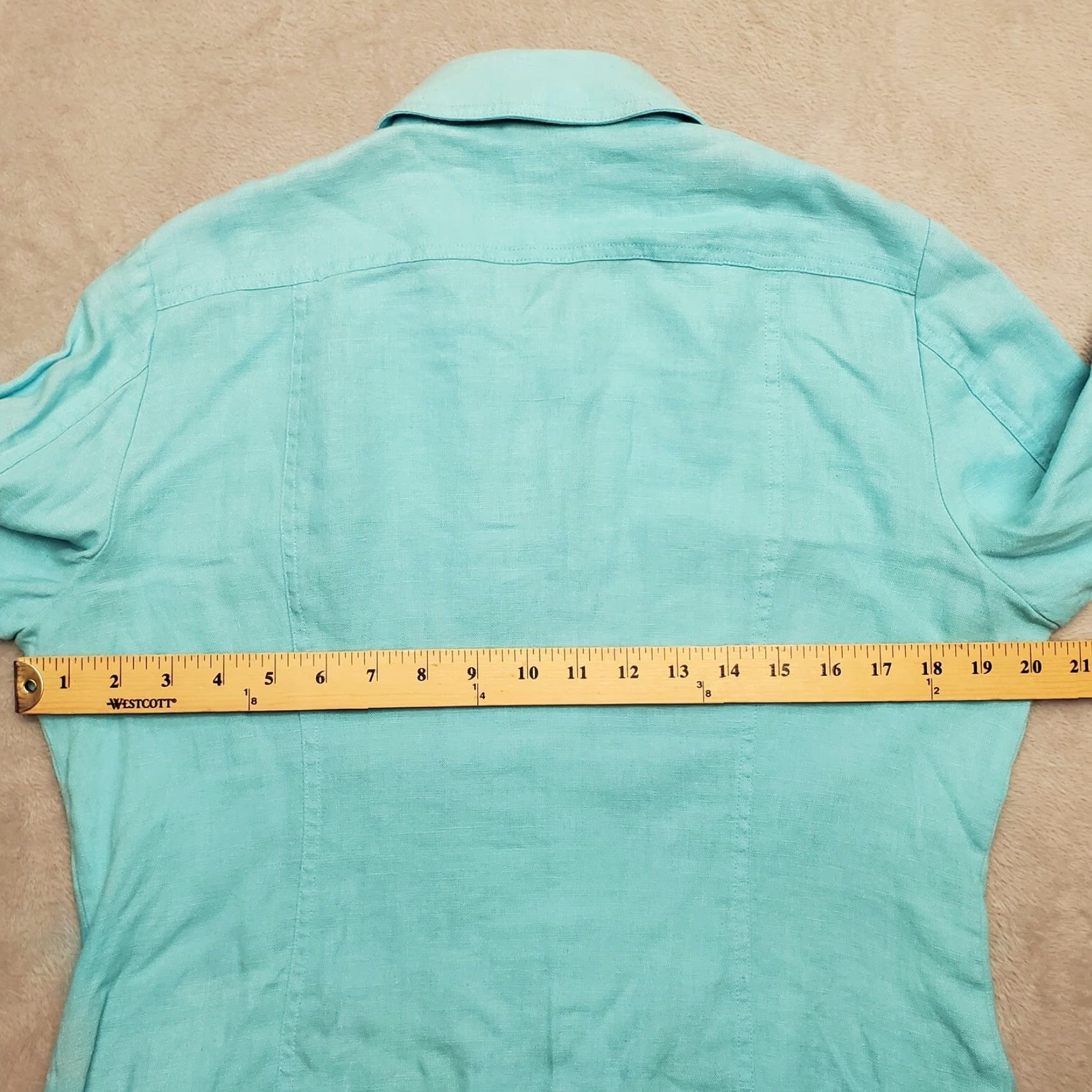Coldwater Creek Chicos Jacket Womens sz 1 US 8 Mint Green 100% Linen Long Sleeve Casual Button Shirt Size M / US 6-8 / IT 42-44 - 7 Thumbnail