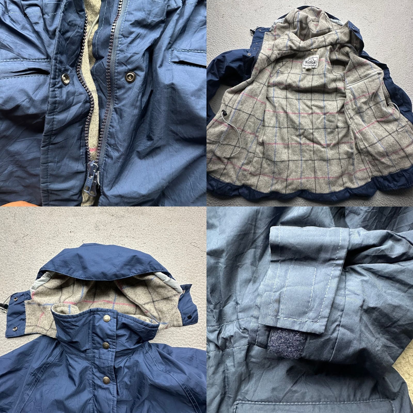 Vintage VINTAGE Woolrich Woman Hooded Parka Jacket Blue Small Wool Flannel Lined Zip Size S / US 4 / IT 40 - 8 Thumbnail