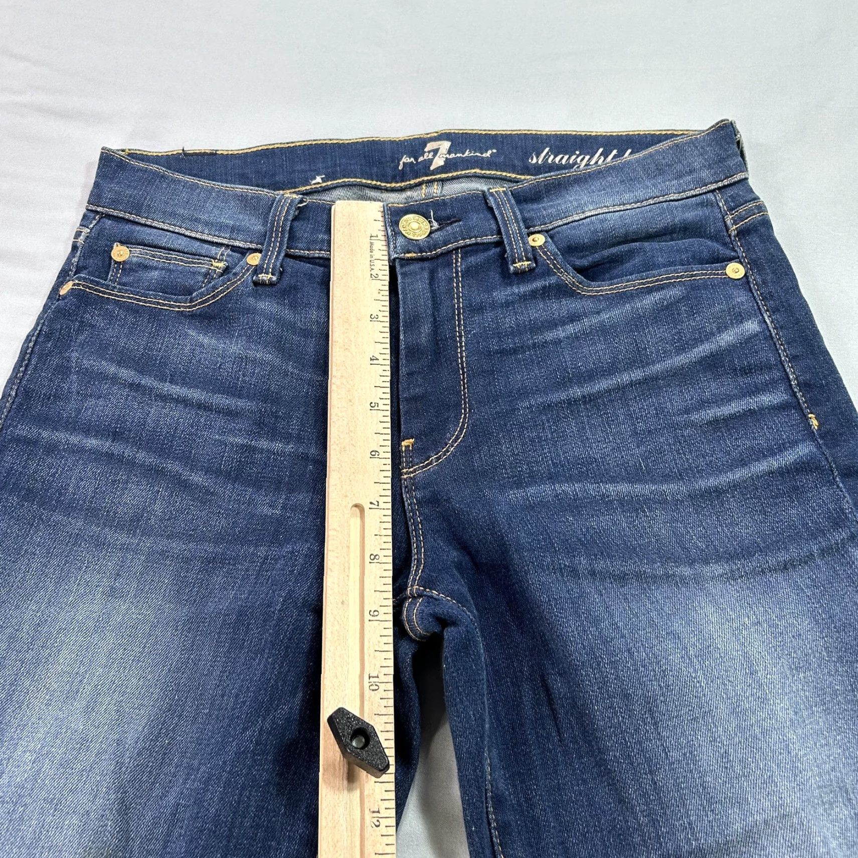 7 For All Mankind 7 For All Mankind Jeans Womens 27 Blue Straight Leg Stretch Denim Classic Fit Size 27" / US 4 / IT 40 - 7 Thumbnail