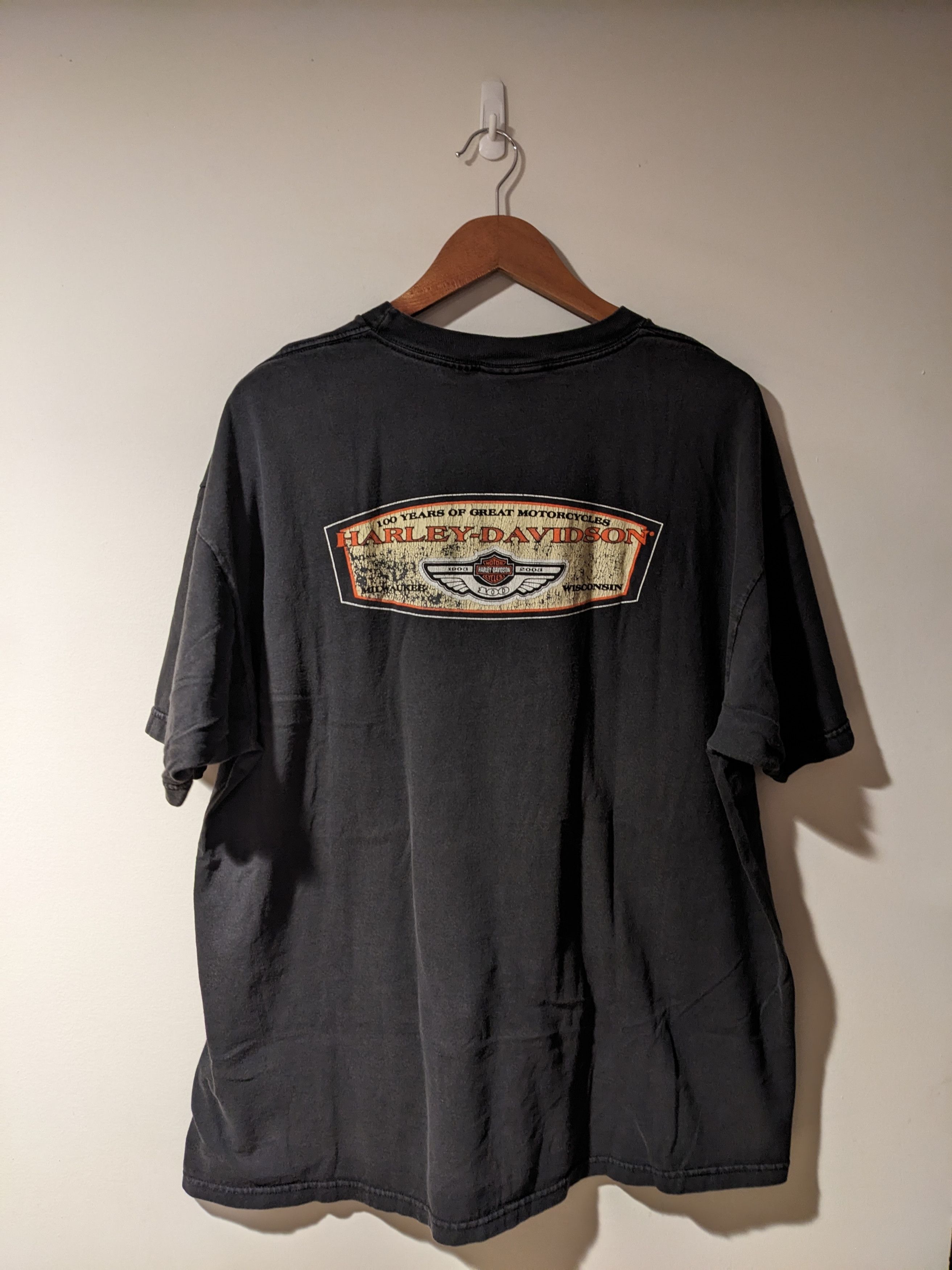 Harley Davidson × Vintage Vintage Y2K Harley Davidson Motorcycle Wisconsin 100 T-Shirt Size US XL / EU 56 / 4 - 1 Thumbnail
