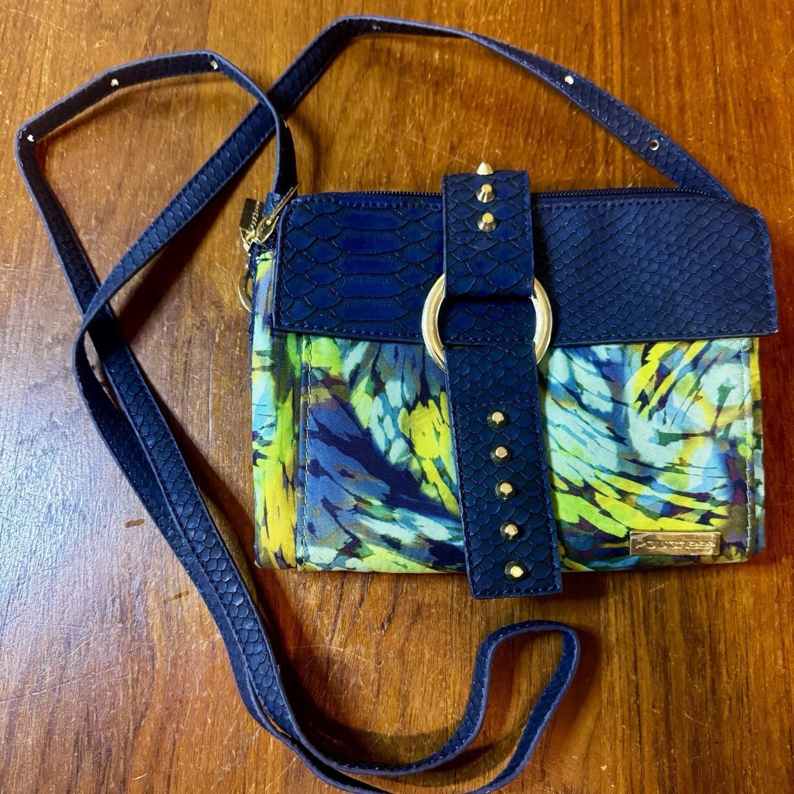 & Other Stories Pouchee Crossbody Bag Blue Faux Snakeskin Floral Purse Size ONE SIZE - 1 Thumbnail