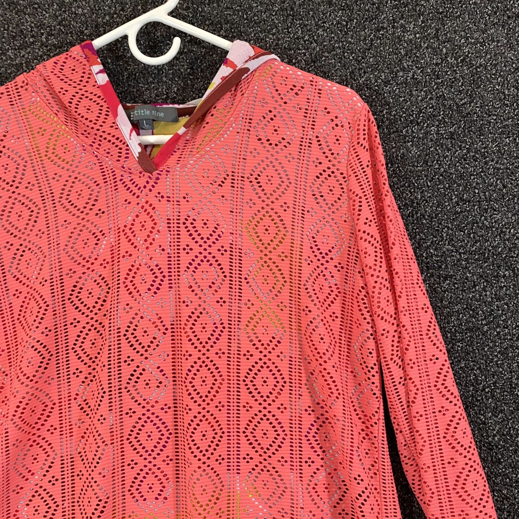 Vintage Title Nine Jacket Women Large Peach Pink Geometric Hoodie Pullover Long Outdoor Size L / US 10 / IT 46 - 3 Thumbnail