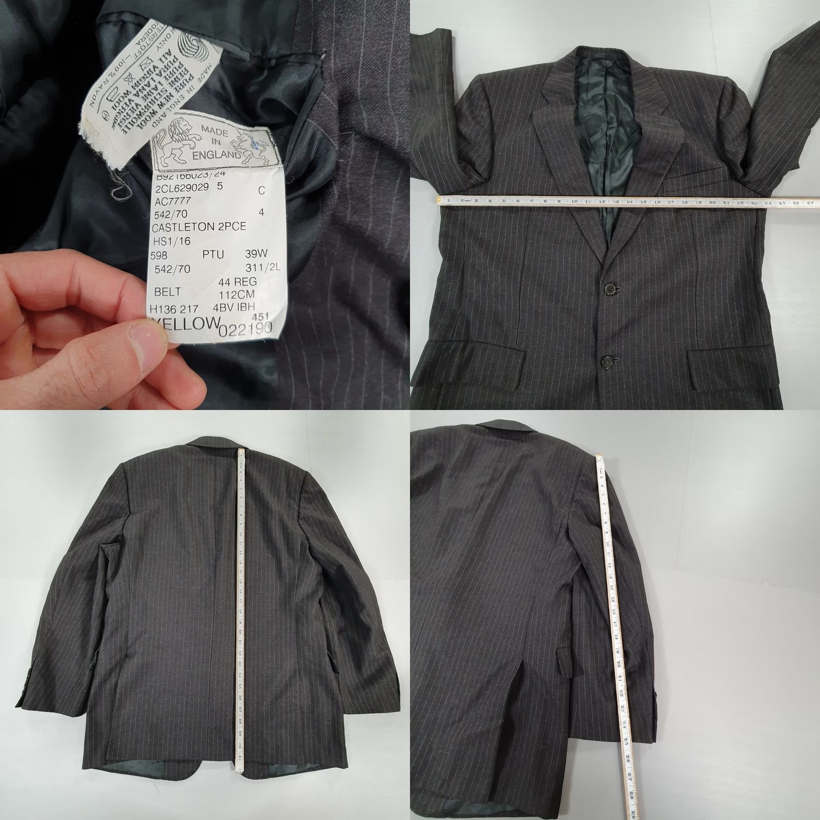Chester Barrie Chester Barrie Blazer Jacket Mens Grey 44 R Pin Stripe Wool Classic Savile Row Size 44R - 8 Thumbnail