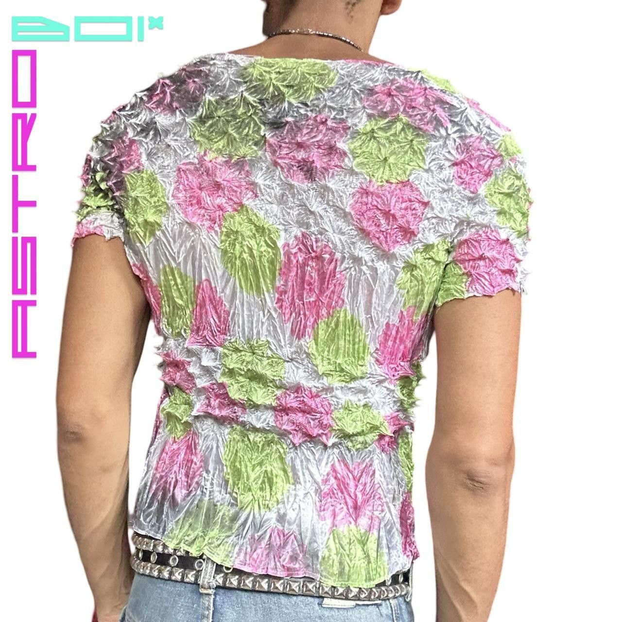 Other ASTROBOI Pink & Green Airbrushed Popcorn Pleated Top Size ONE SIZE - 4 Thumbnail