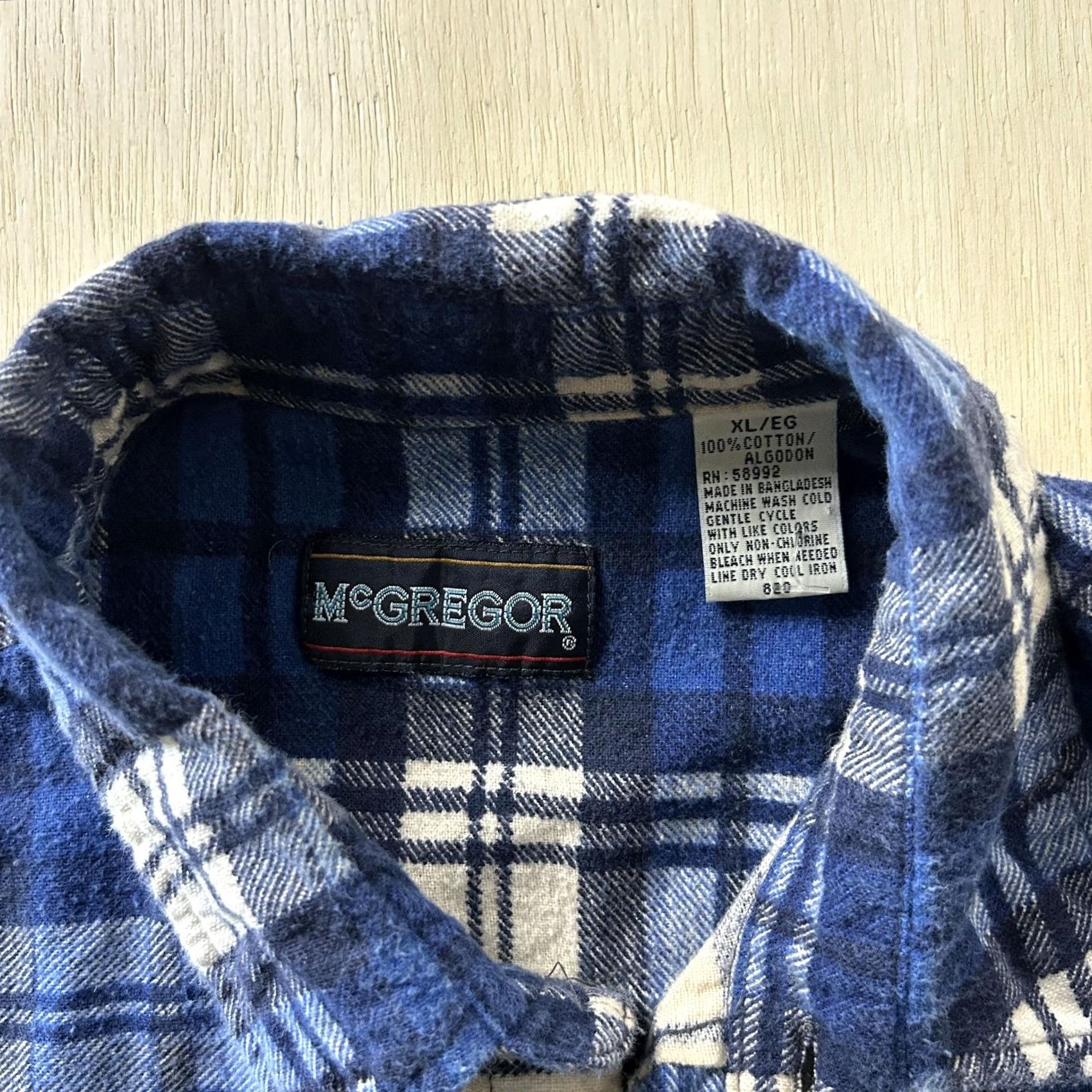 McGregor VINTAGE McGregor Shirt Mens XL Blue Plaid Flannel Long Sleeve Button Up Casual Size US XL / EU 56 / 4 - 2 Thumbnail