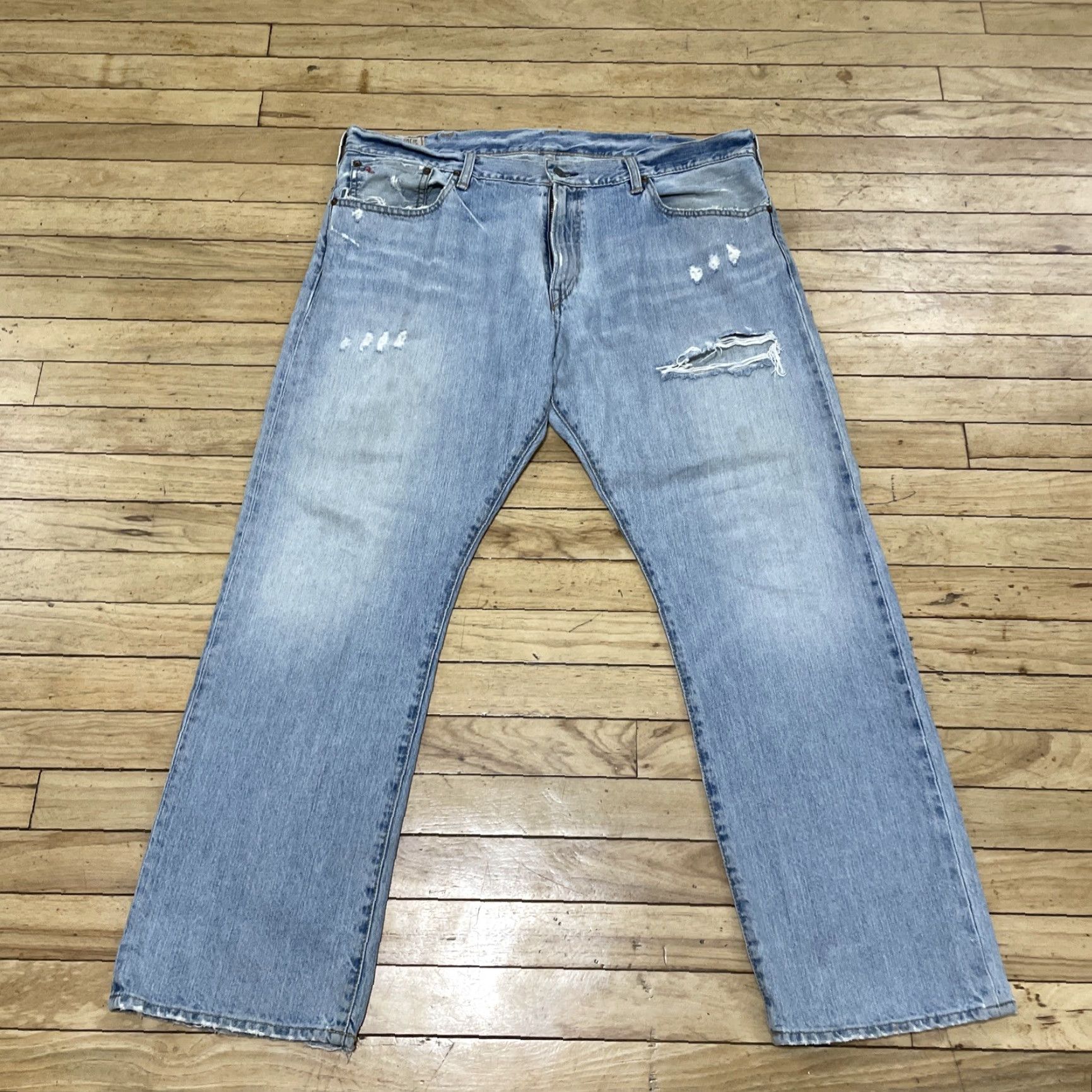 Polo Ralph Lauren VINTAGE Polo Ralph Lauren Jeans Men 38x30 Light Blue 867 Ripped Distressed Denim Polo Ralph Lauren 867 Jeans Distressed 90s Y2k Streetwear Mens Jeans Size US M / EU 48-50 / 2 - 3 Thumbnail