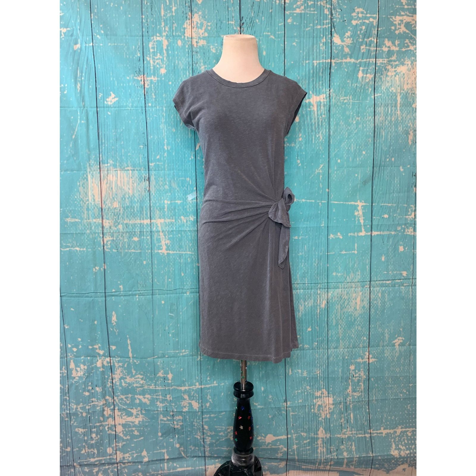Anthropologie Sundry gray ruched side tie dress size small Size S / US 4 / IT 40 - 7 Thumbnail