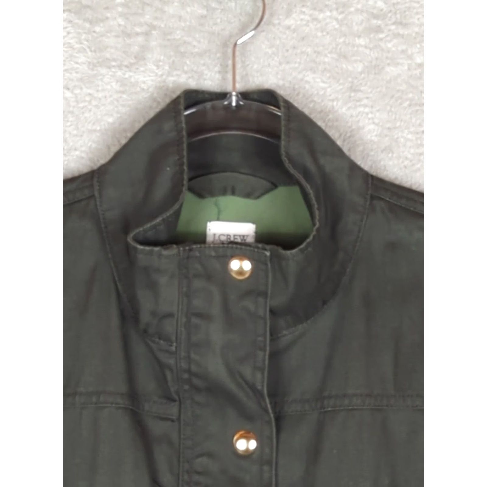 J.Crew VINTAGE J Crew Womens L Boyfriend Field Jacket Twill Utility Zip Snaps streetwear green Size L / US 10 / IT 46 - 3 Thumbnail