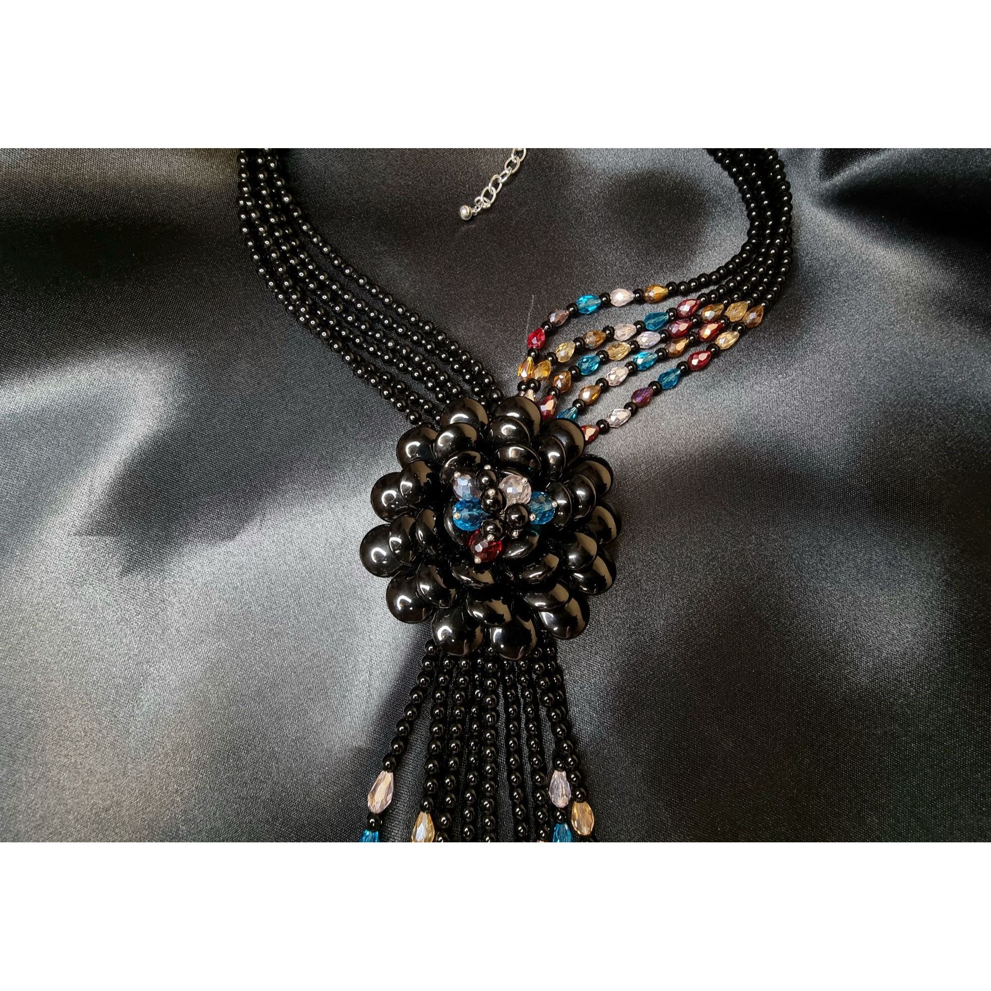 Joan Rivers Vintage Large Style Black Beaded Crystal Statement Necklace Size ONE SIZE - 4 Thumbnail