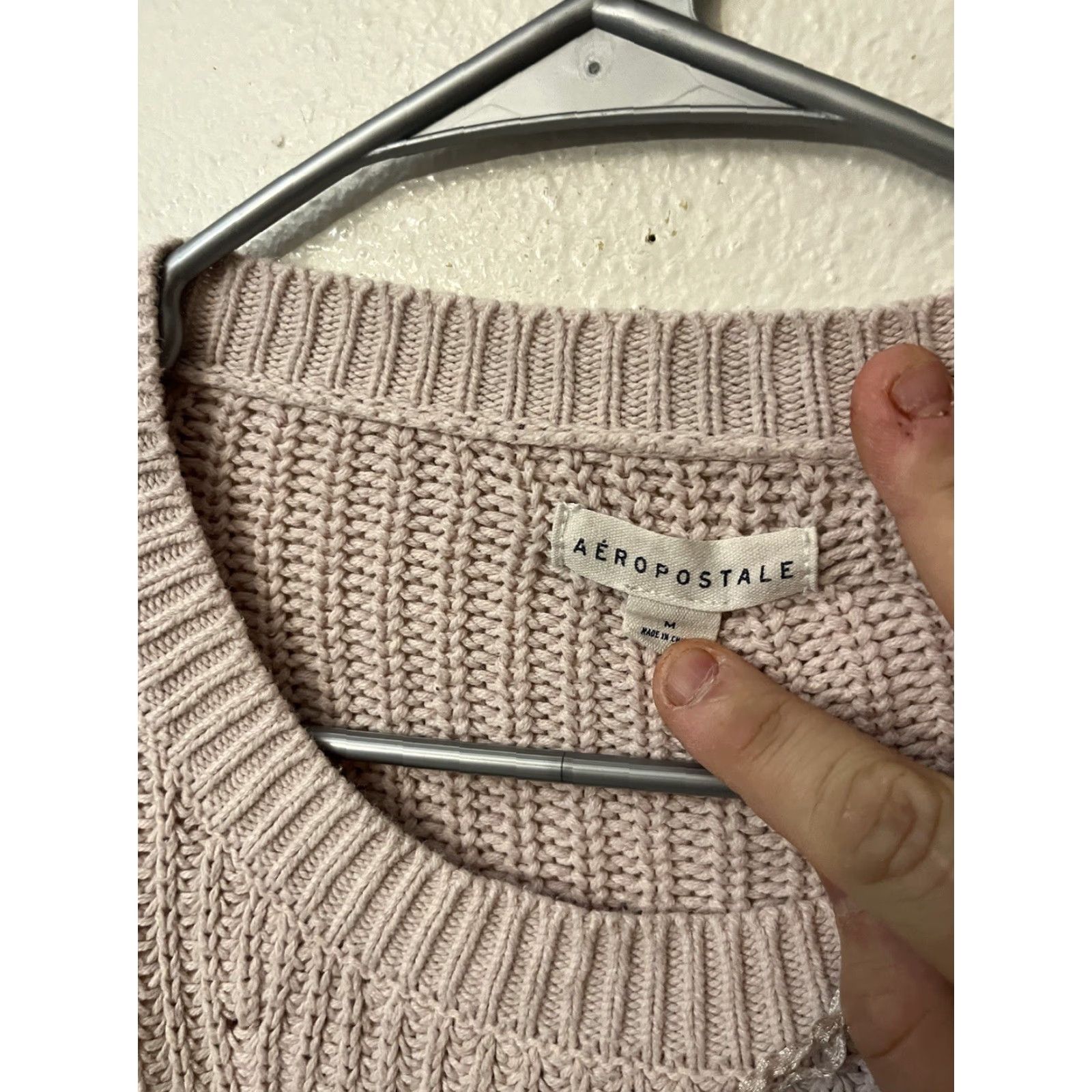 Aeropostale Aeropostale Women's Medium Mauve/Pink Cable Knit Sweater Crewneck Open Knit Pullover Size M / US 6-8 / IT 42-44 - 3 Thumbnail
