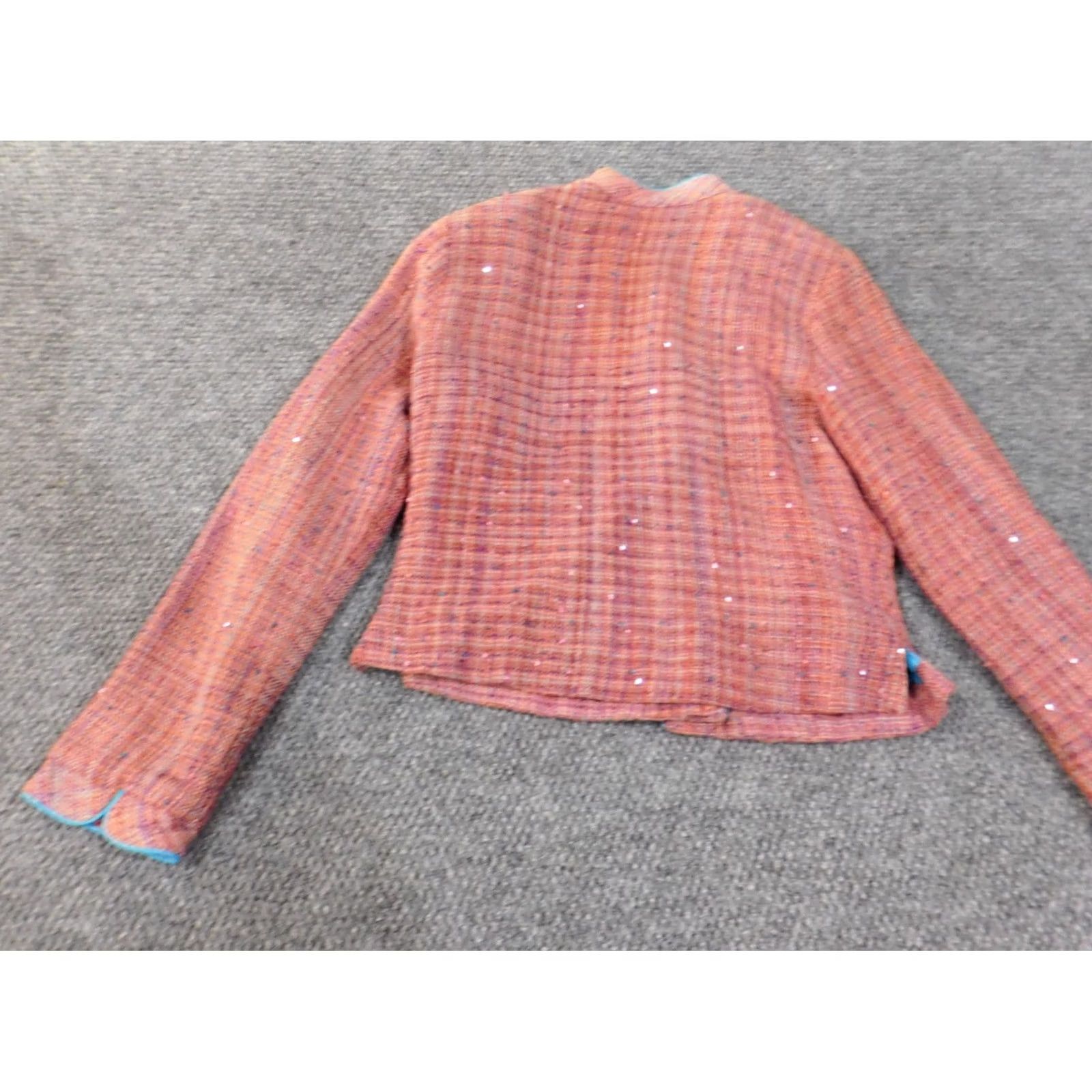 Pinko anage Jacket Pink Small Womens Cotton Casual Button Embroidered Mid-Length Solid Long Sleeve Classic Fall Spring Vintage No Size S / US 4 / IT 40 - 7 Thumbnail